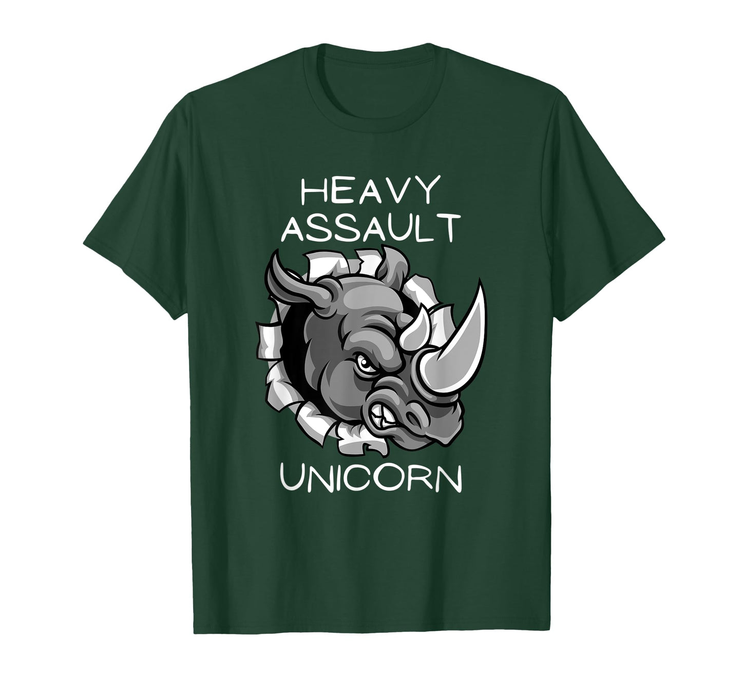 Funny Heavy Assault Unicorn Rhinoceros Cartoon T-Shirt