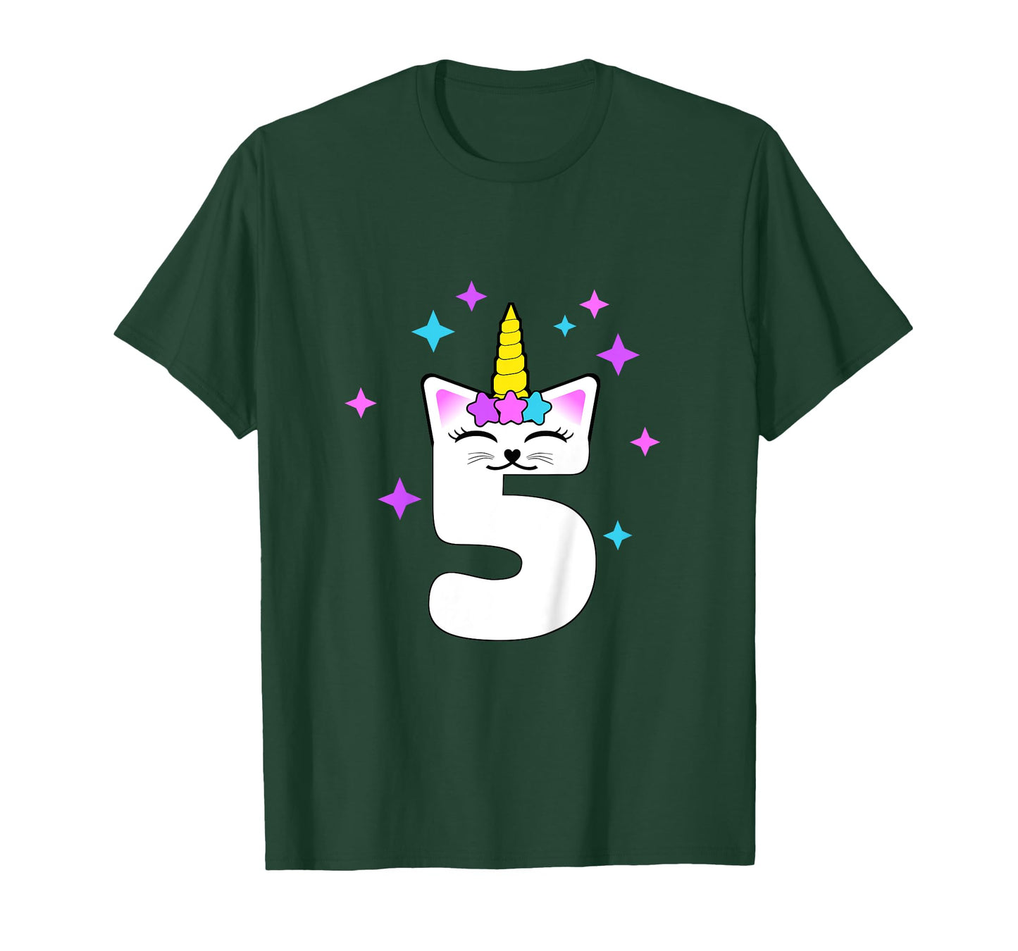 5 Year Old Cat Unicorn Caticorn 5th Birthday Party Girls T-Shirt