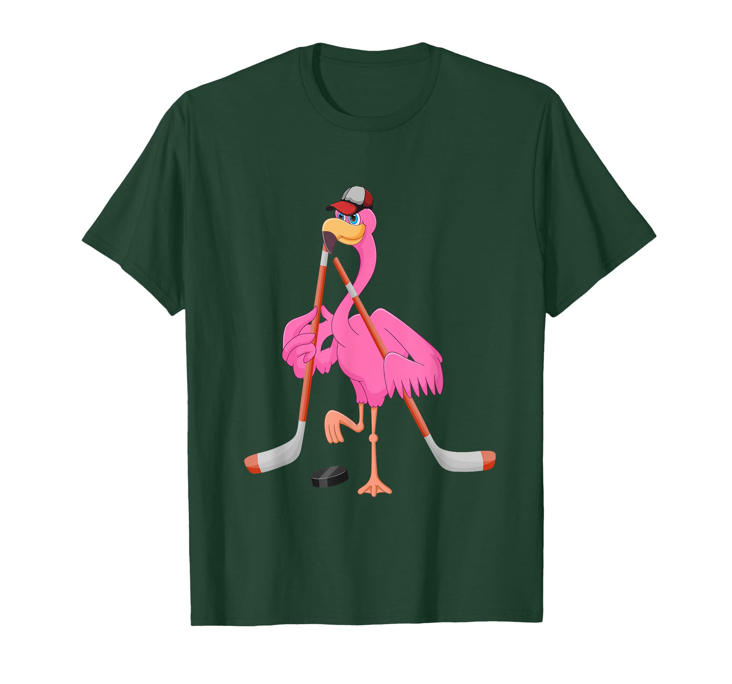 Flamingo Playing Hockey Matching Player Coach Birds Lover T-Shirt