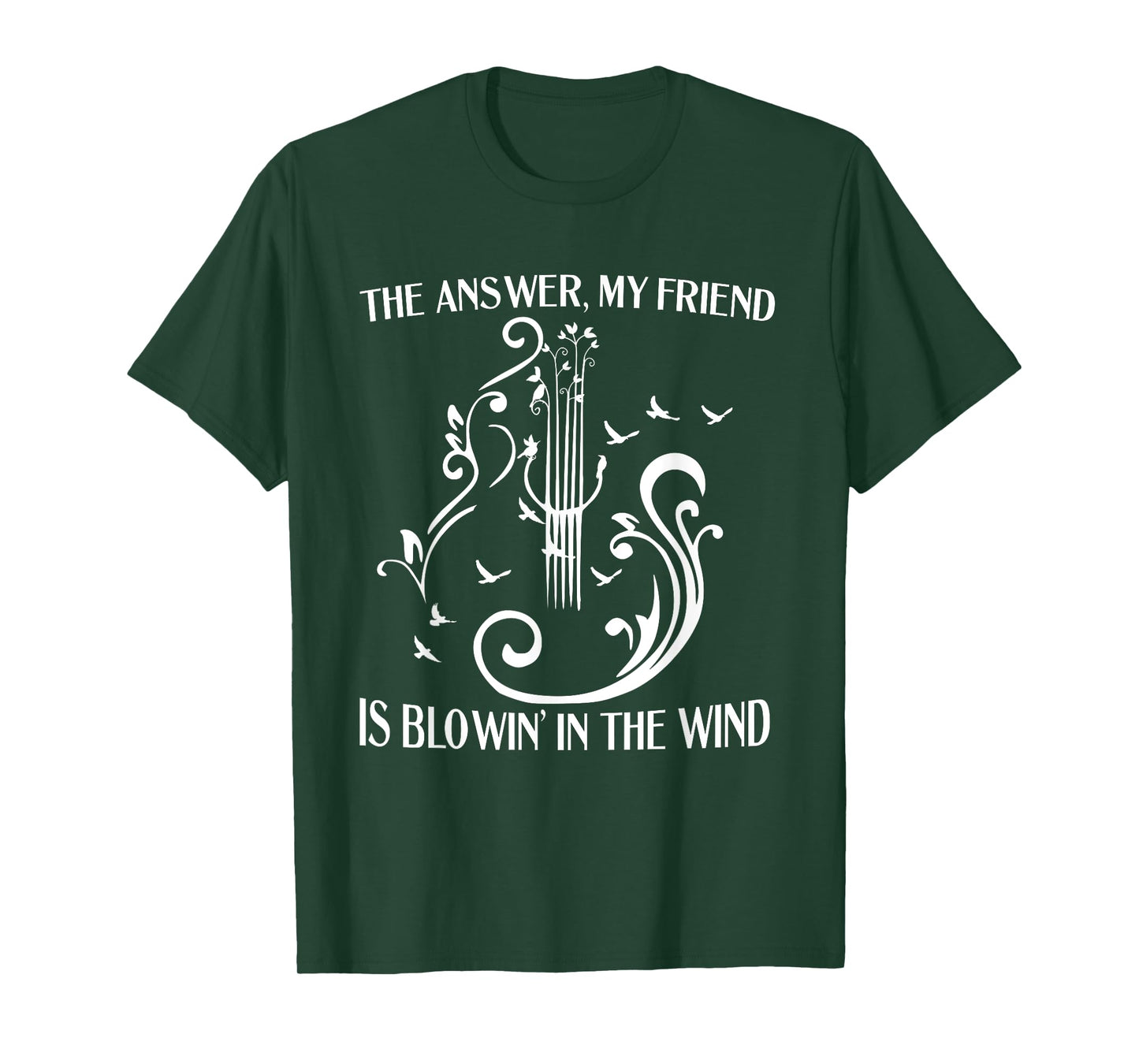 The Answer My Friend Is Blowing In The Wind Guitar Birds T-Shirt