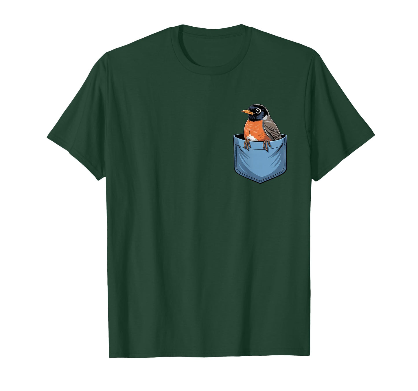 Cute Pocket American Robin Bird Birdwatcher T-Shirt