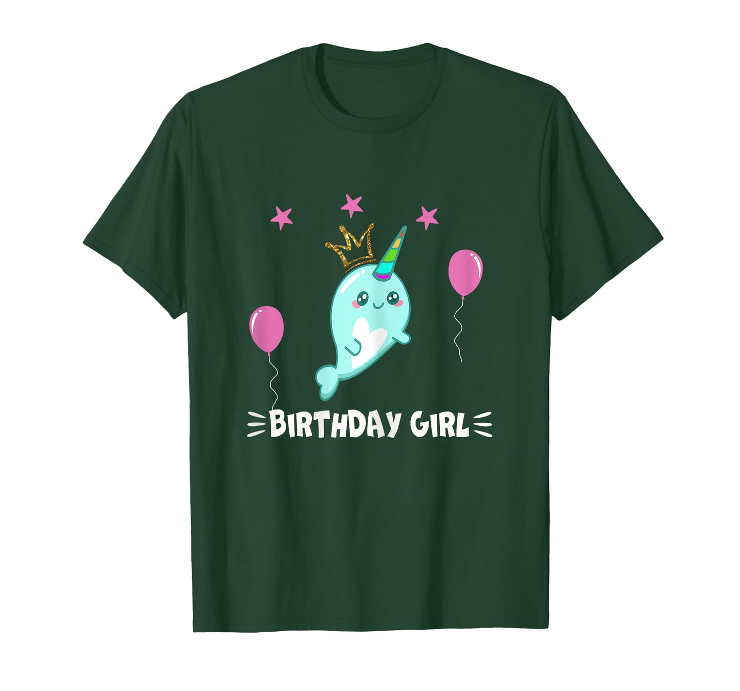 Cool Cute Narwhal balloons Girls Birthday Party Animal T-Shirt