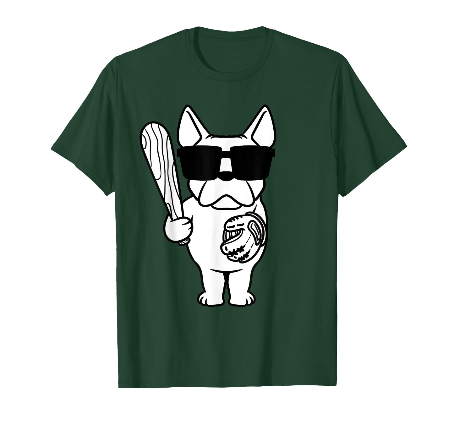 French Bulldog Dog With Baseball Bat And Glove Baseball T-Shirt for Men Women Girls Kids