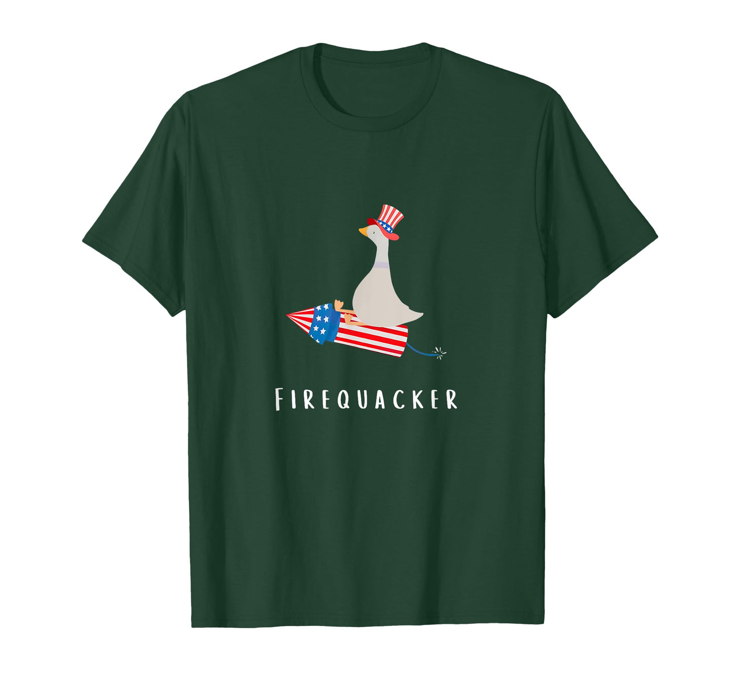 Funny Goose Fourth Of July Firequacker Independence Day T-Shirt