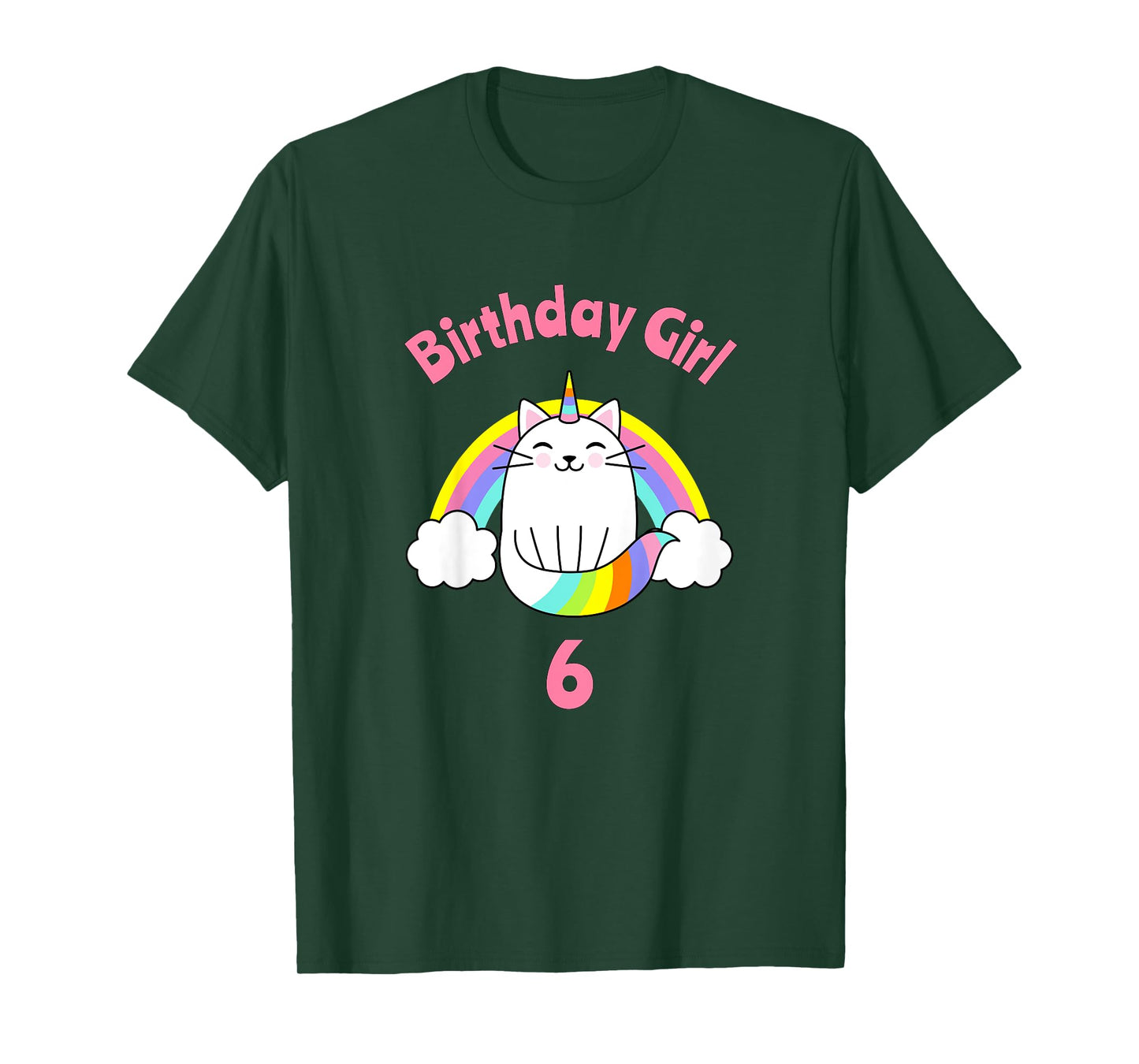 Kids 6th Birthday Shirt Girl Caticorn Sixth Cat Six Outfit T-Shirt