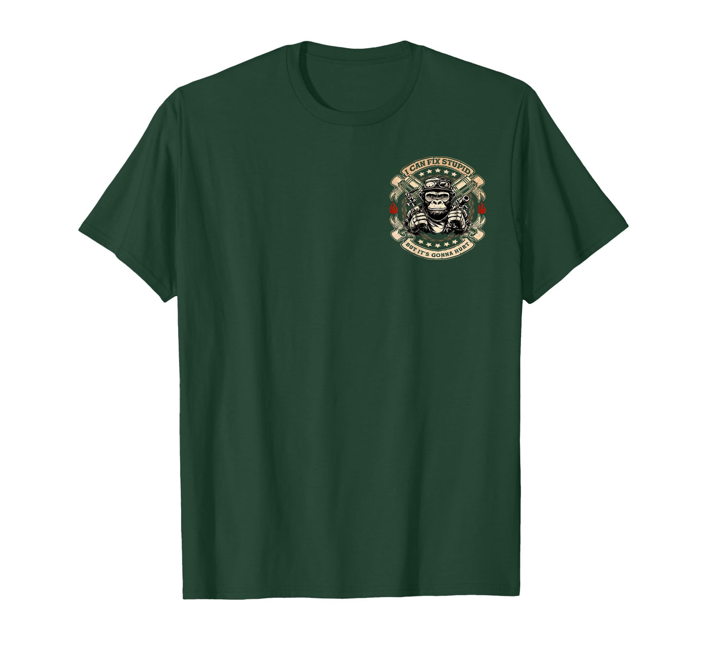 (2 sided) I Can Fix Stupid But It's Gonna Hurt Monkey Funny T-Shirt