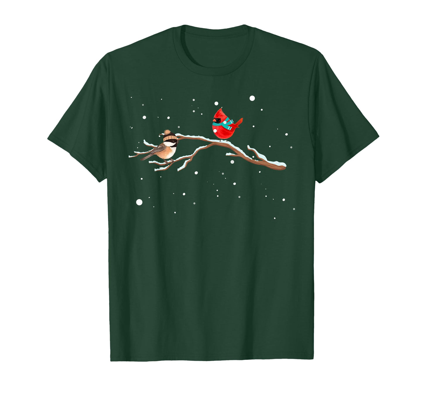 Chickadee & Cardinal Birds Winter Snow T-Shirt