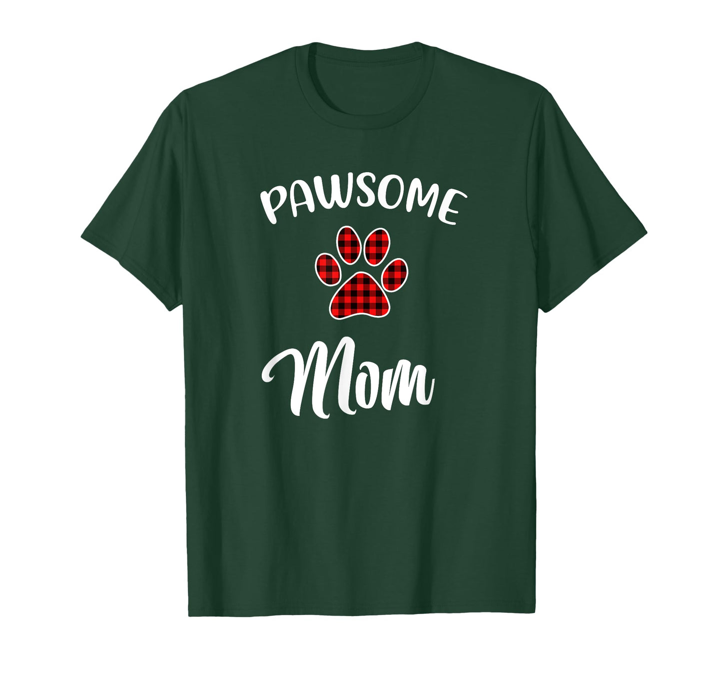 Dog Mom Paw Print Red Buffalo Plaid Matching Pajama Men Women T-Shirt