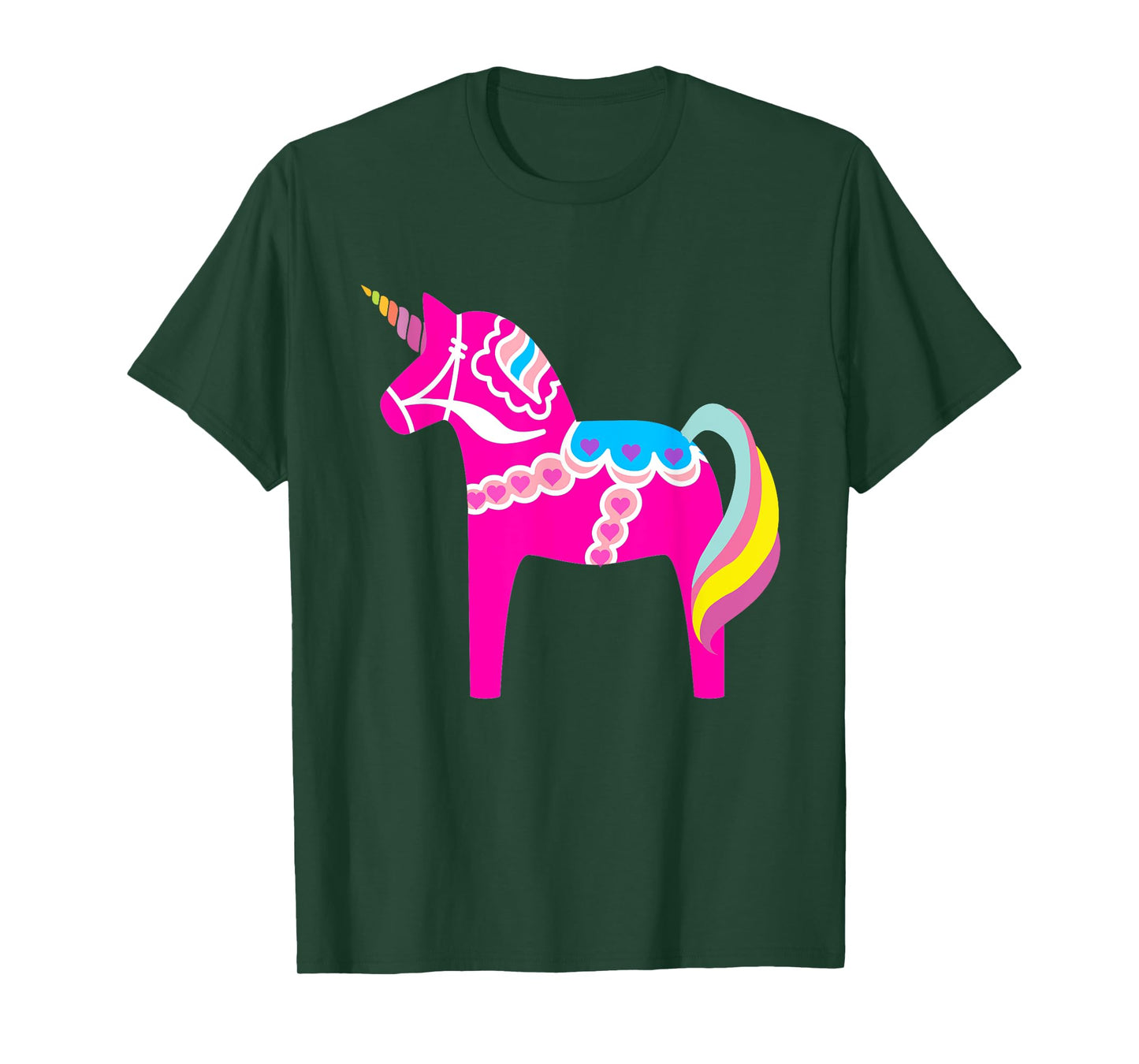 Pink Dala Horse Unicorn Swedish Dalecarlian Horse T-Shirt