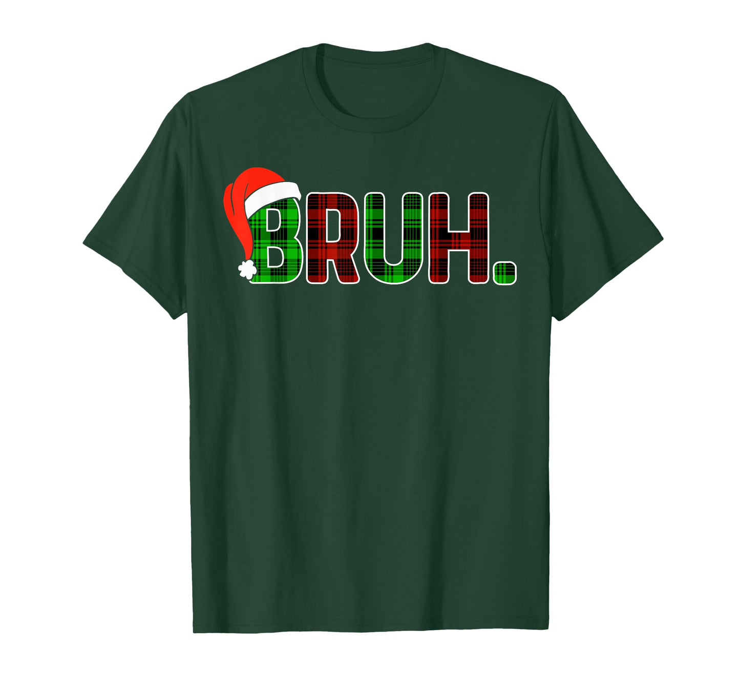 Bruh Funny Christmas Buffalo Plaid Boys Kids Pajamas Xmas T-Shirt