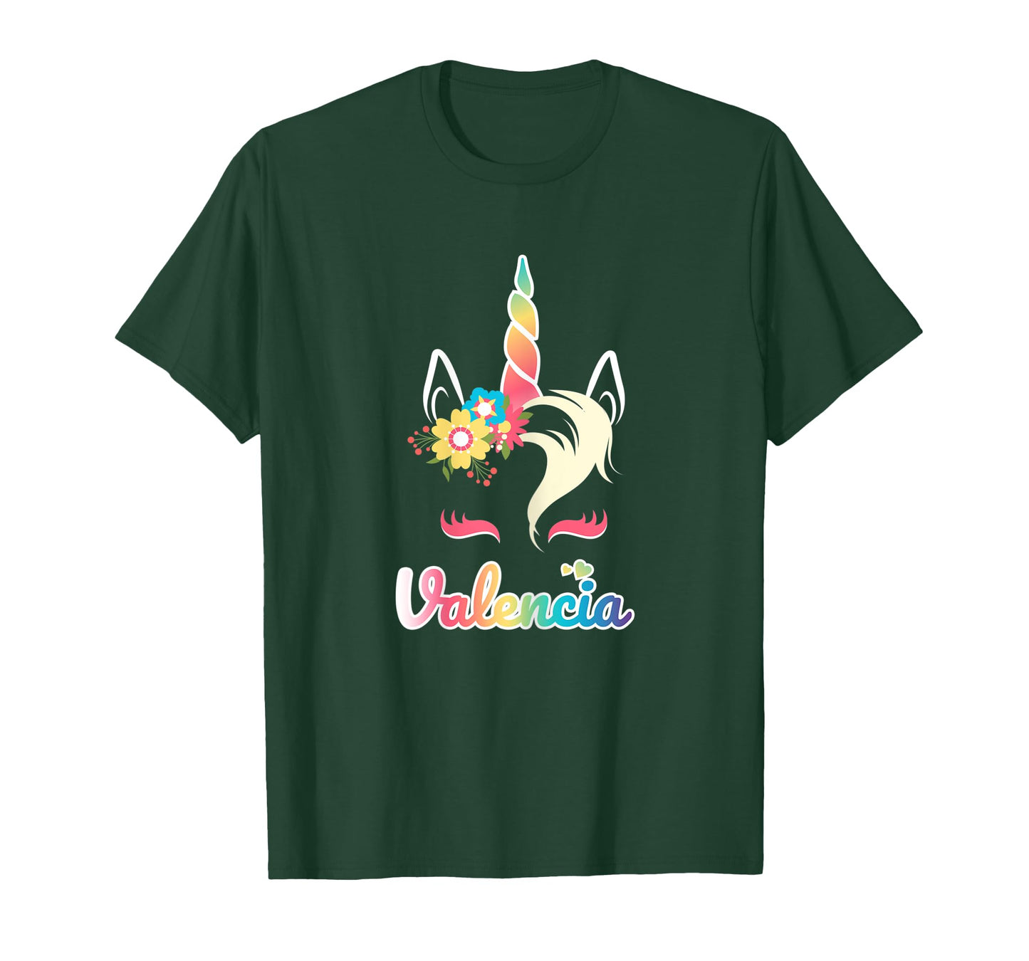 Rainbow Unicorn Valencia apparel Custom Name Gift for girls T-Shirt