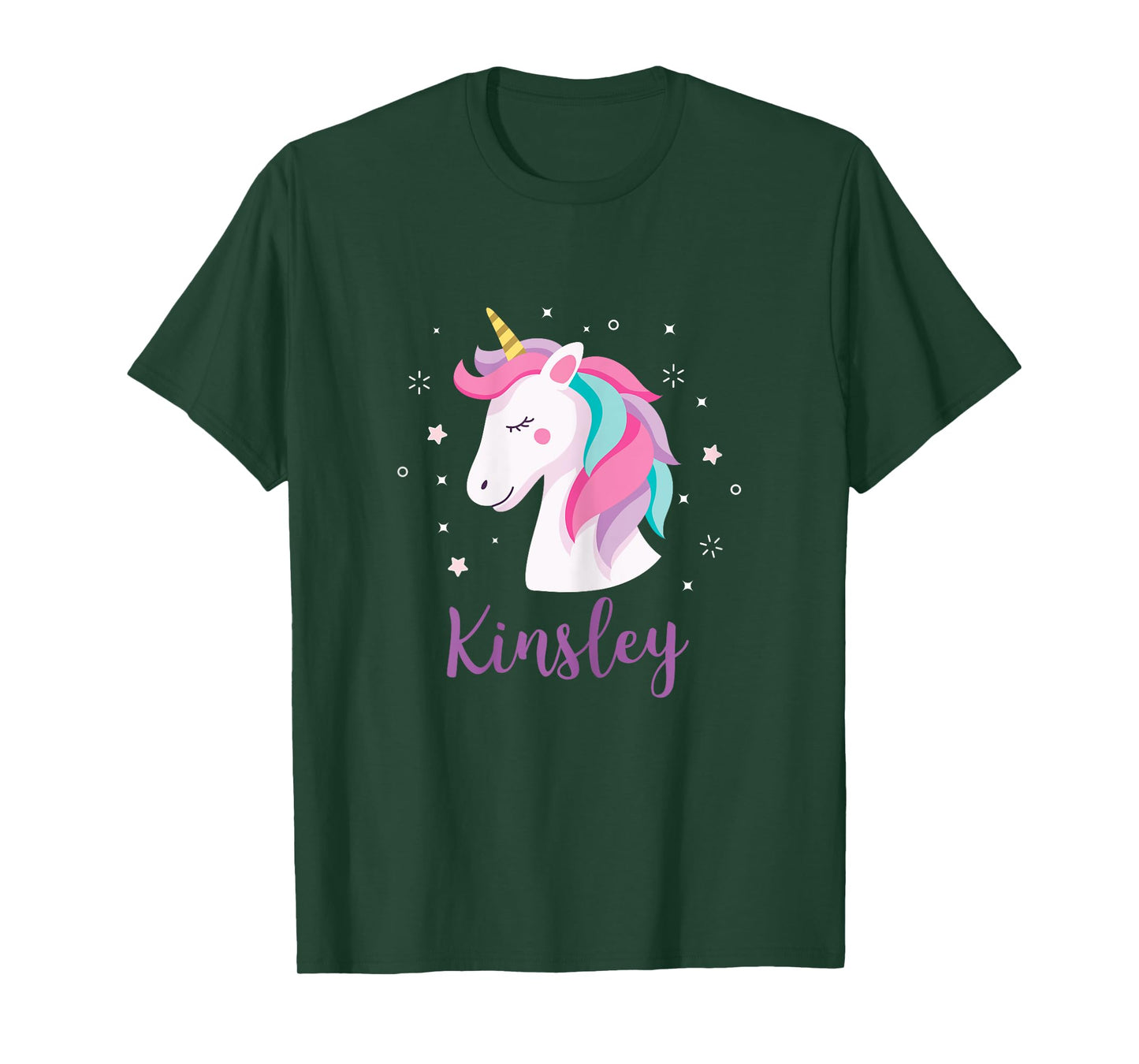 Cute Kinsley Unicorn Personalized Name Girls Gifts T-Shirt