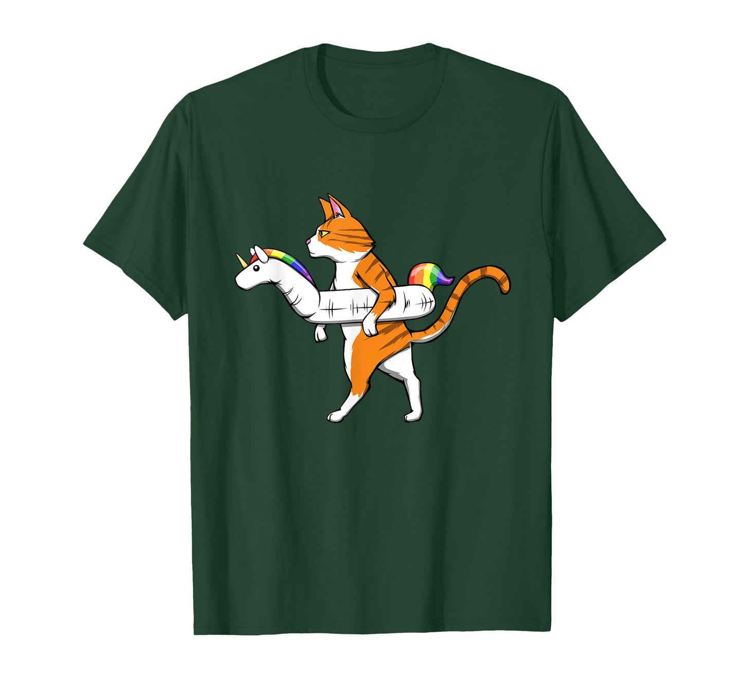 Funny Cat with Unicorn Swimming Ring Pool Cats T-Shirt