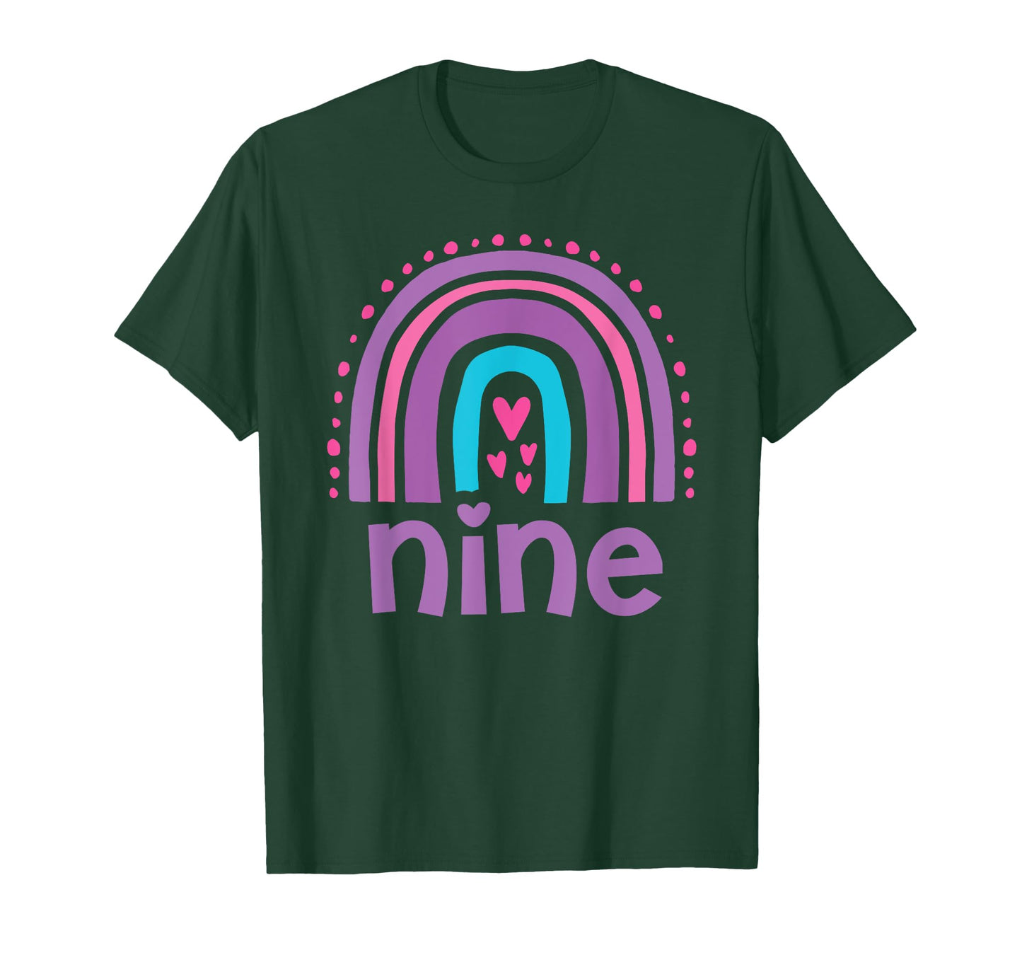Girl's 9th Birthday Boho Rainbow Nine 9 Years Old Colorful T-Shirt
