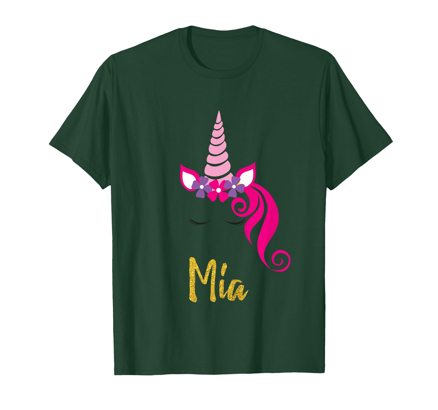 Kids Mia Unicorn Shirt Girls Personalized Name Mia Gift T-Shirt