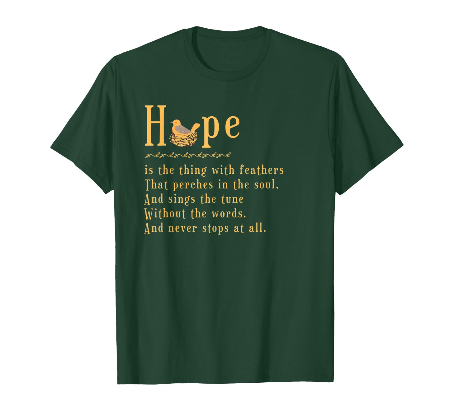 Emily Dickinson Hope is The Thing With Feathers Bird Nest T-Shirt