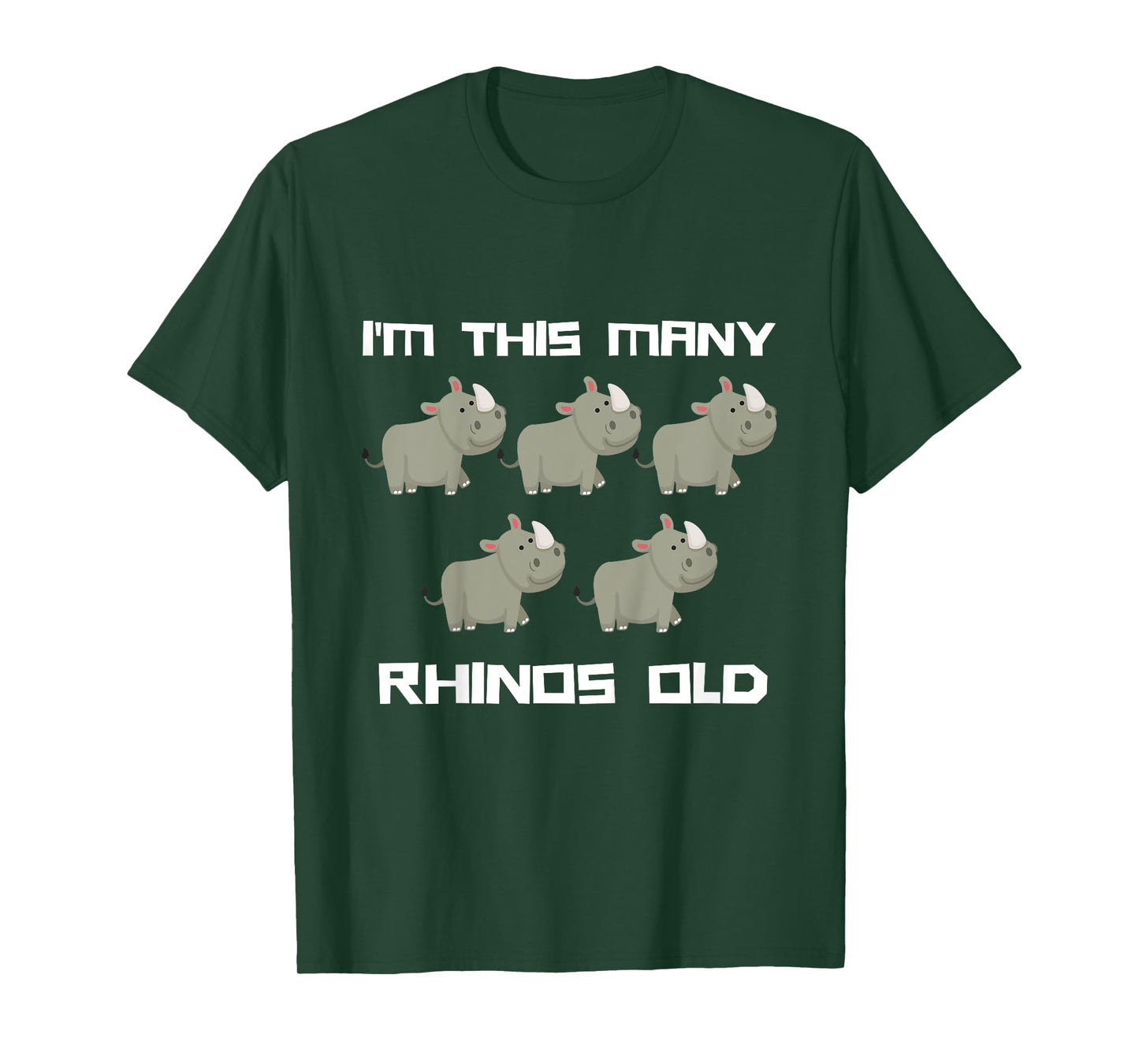 I'm This Many Rhinos Old - Rhino 5th Birthday 5 Years Old T-Shirt