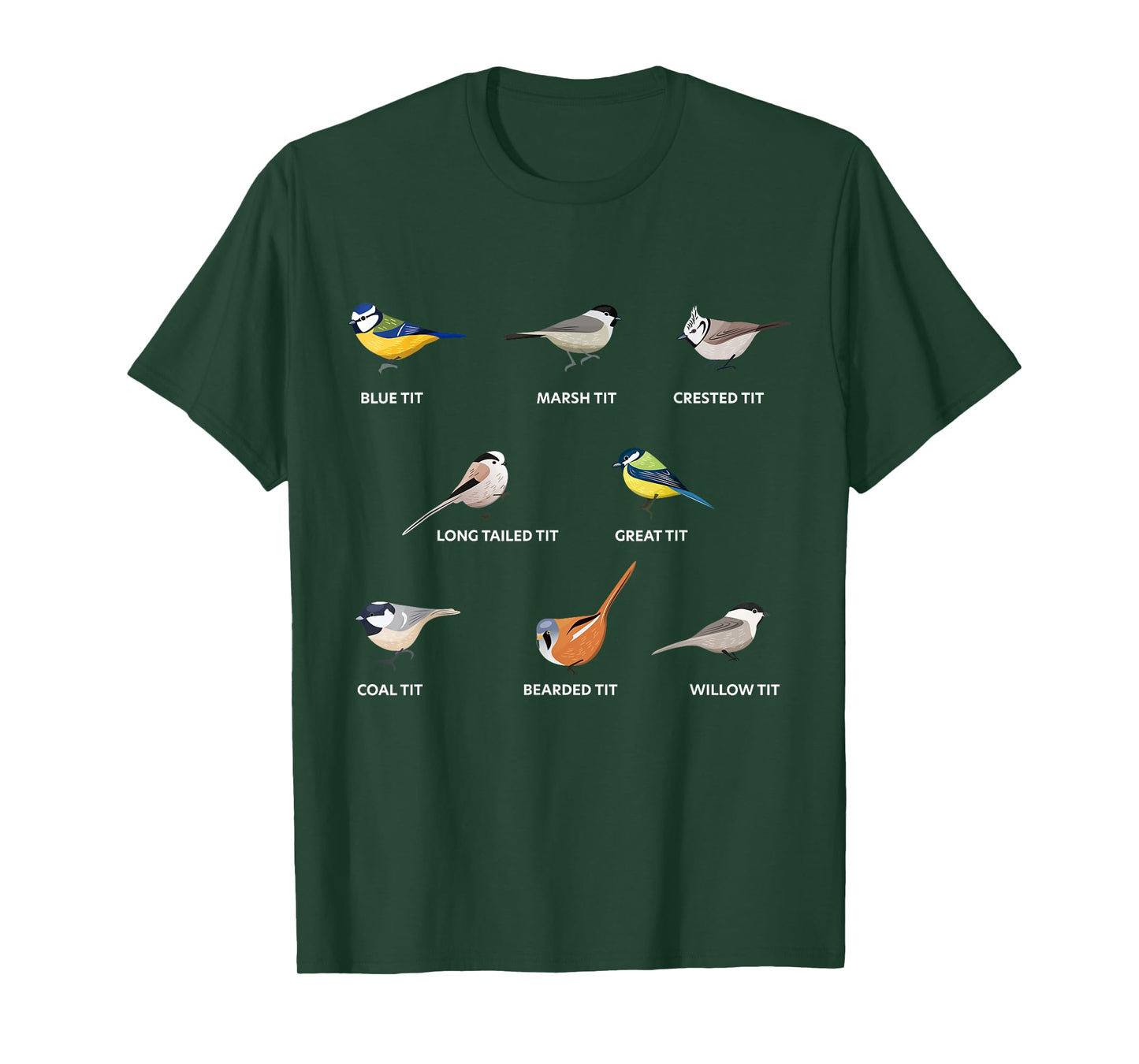 Collection of tit birds Blue tit, great tit & more (Gift) T-Shirt