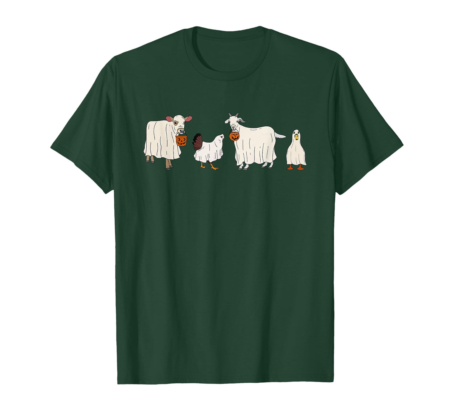Funny Ghost Cow Halloween Farm Animals Pumpkin Spooky Season T-Shirt