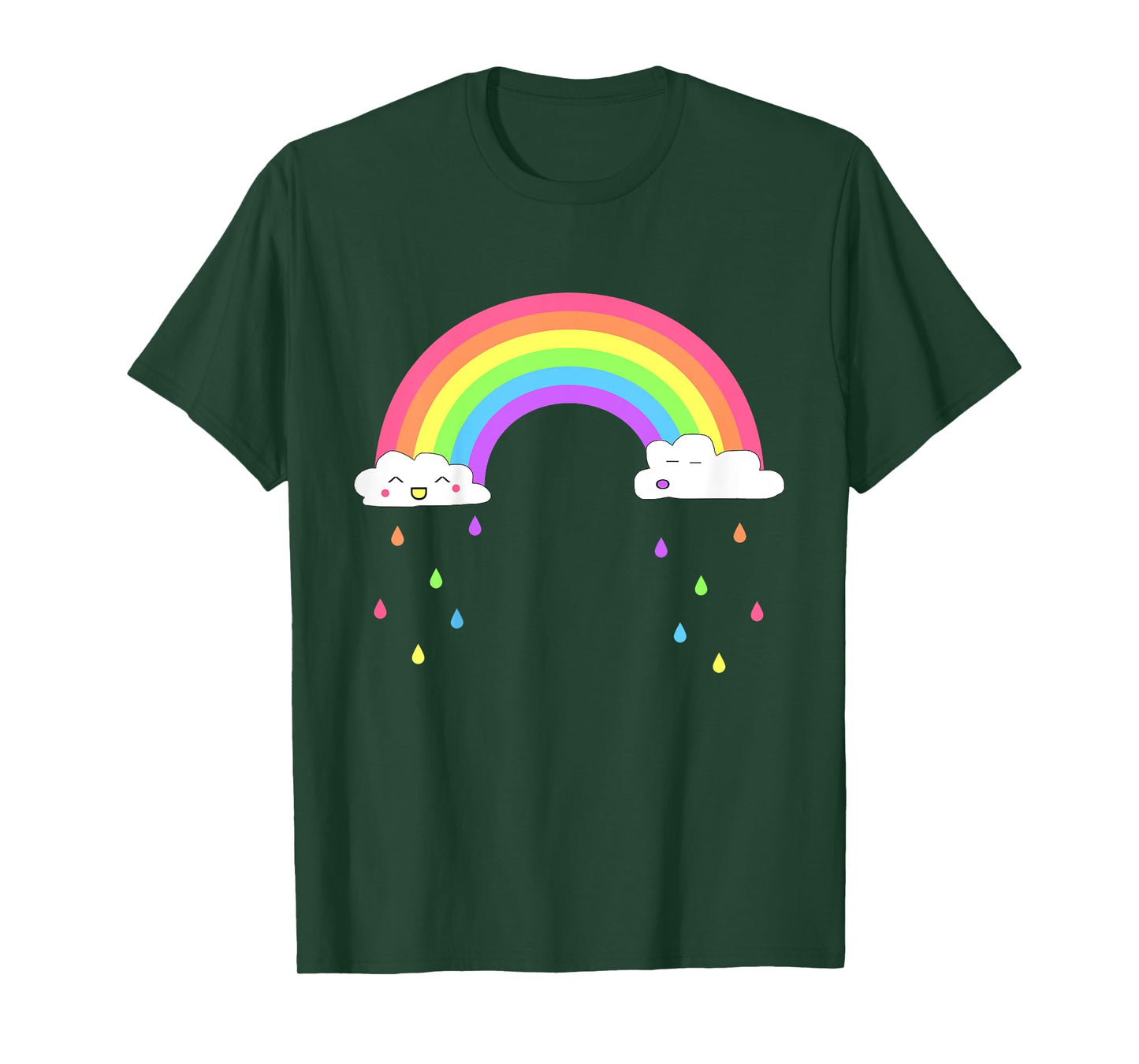 Kids Smiling Happy Rainbow Raining Clouds Cute T-Shirt for Girls T-Shirt