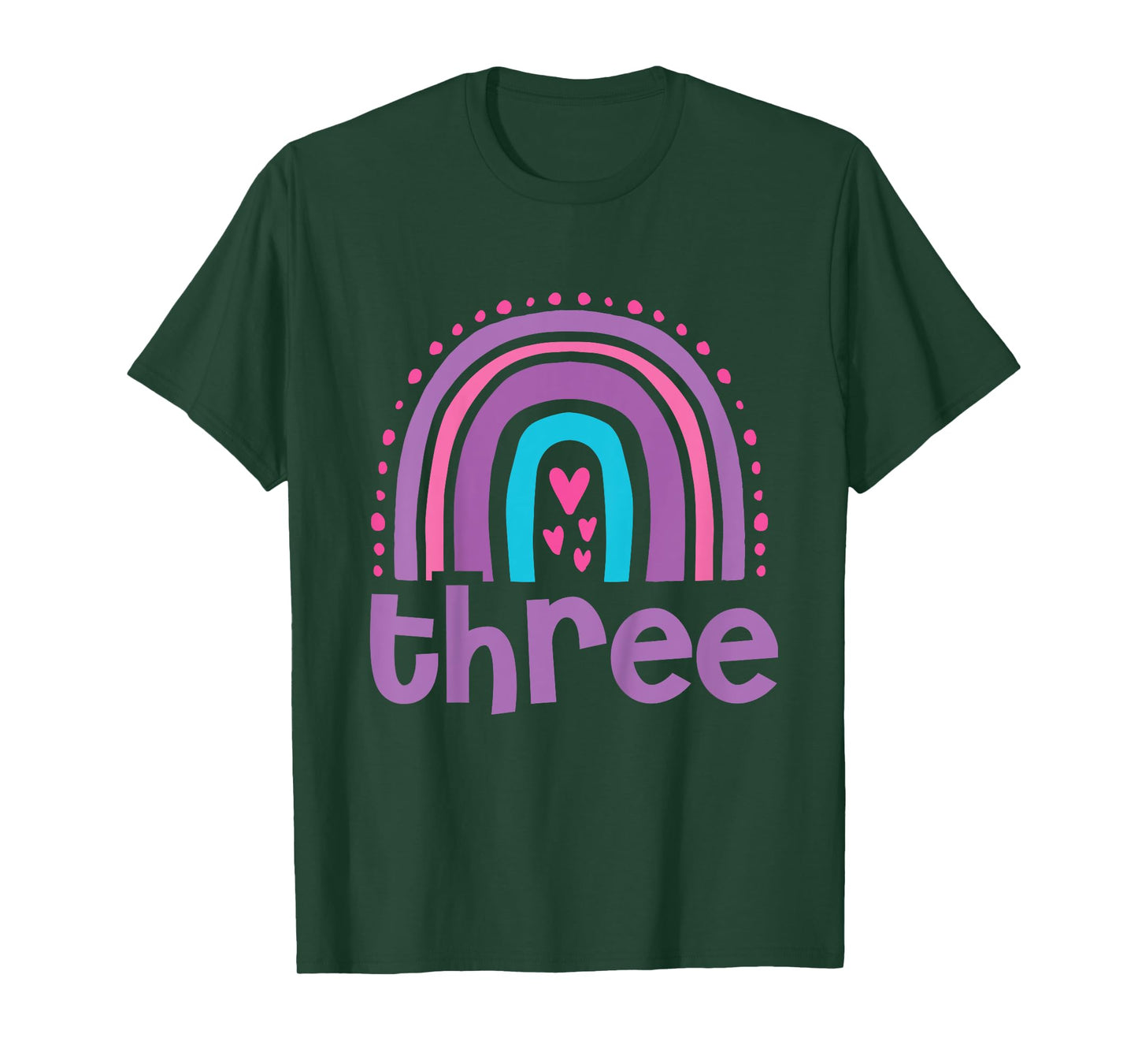 Girl's 3rd Birthday Boho Rainbow Three 3 Years Old Birthday T-Shirt