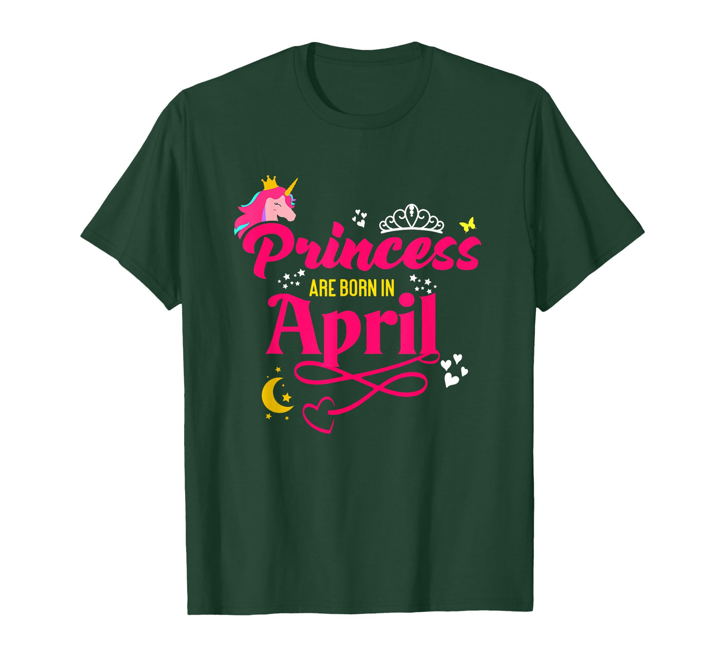 Princess are Born in April - Girls April Birthday T-Shirt