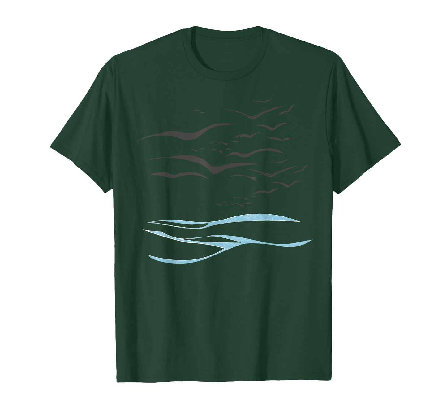 Flying Birds and Ocean Waves Relaxation Graphic Tee T-Shirt