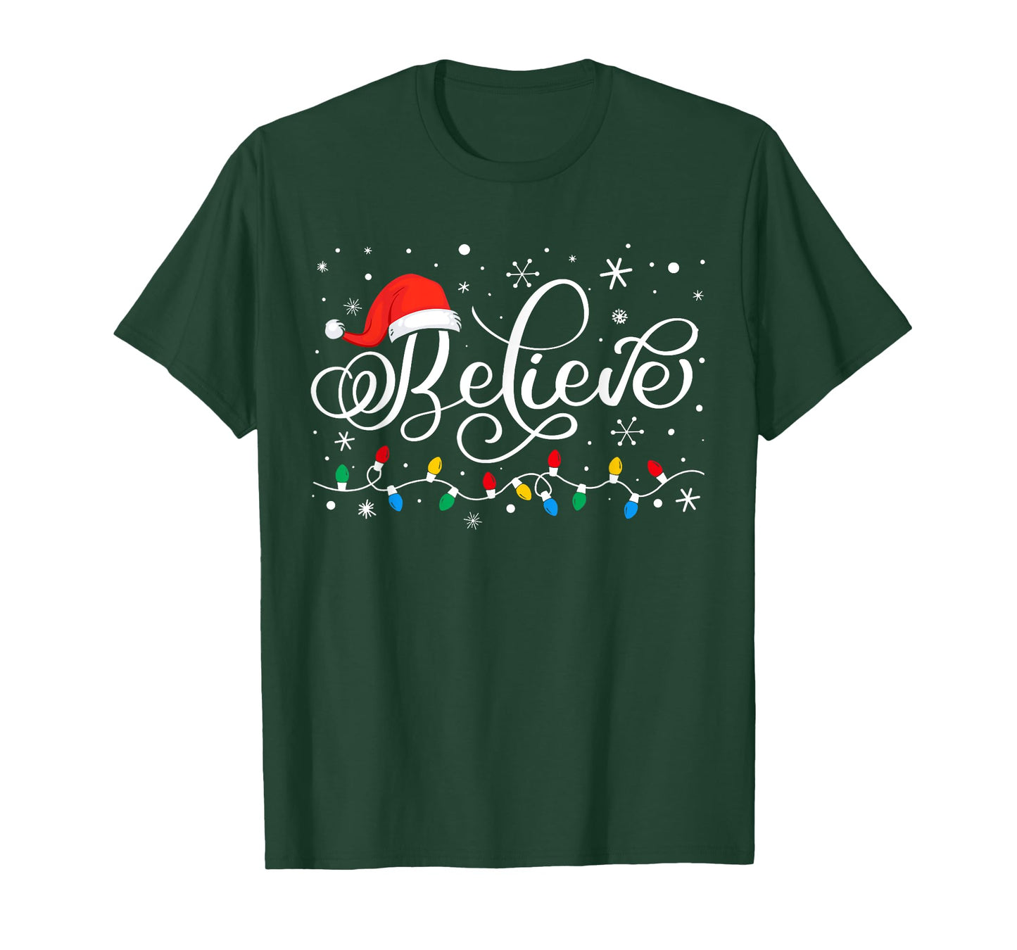 Funny Christmas Believe Santa Claus Christmas Men Women Kids T-Shirt