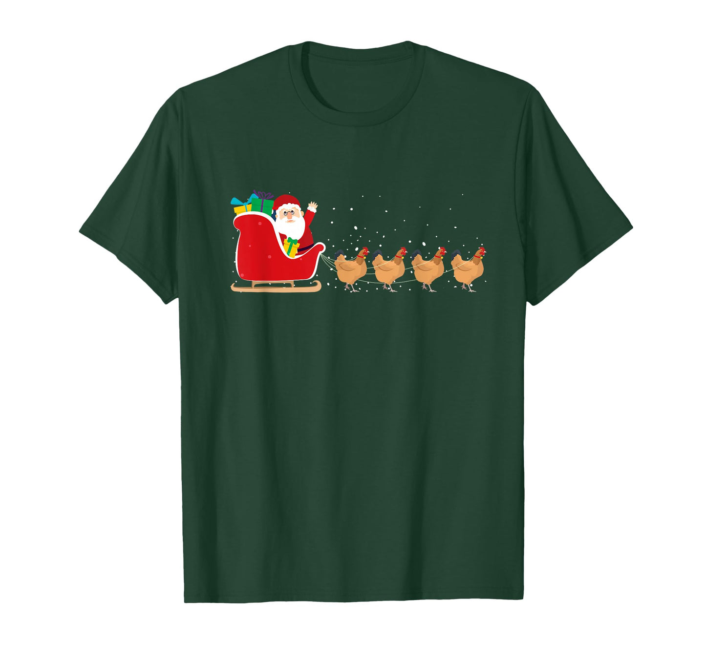 Chicken Santa Christmas Sleigh - Funny Chicken Xmas T-Shirt