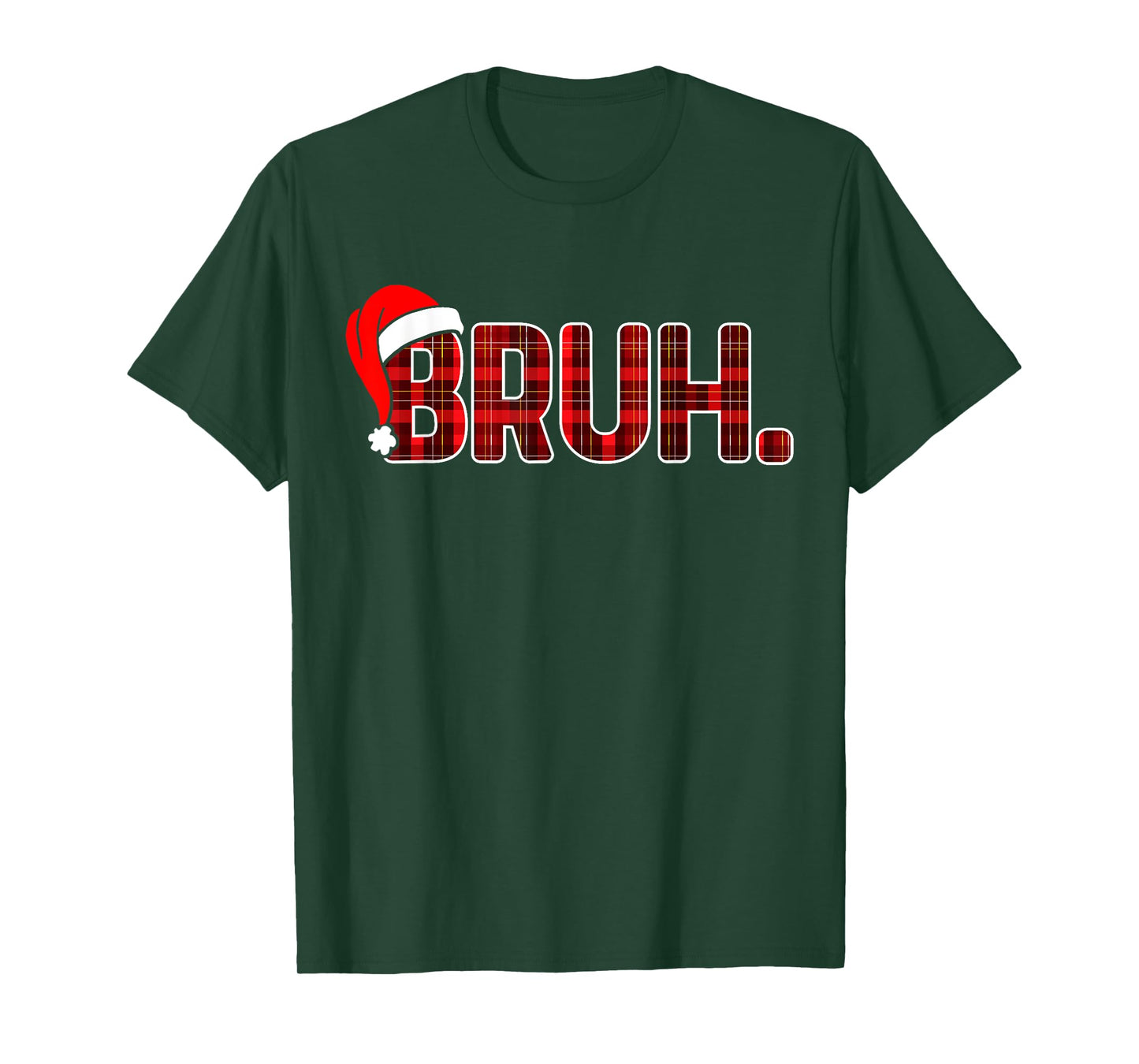 Bruh Funny Christmas Plaid Teens Boys Kids Xmas Pajamas T-Shirt