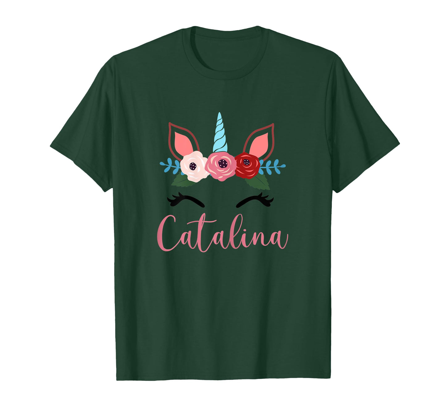 Cute Catalina Magical Floral Unicorn For Girls T-Shirt