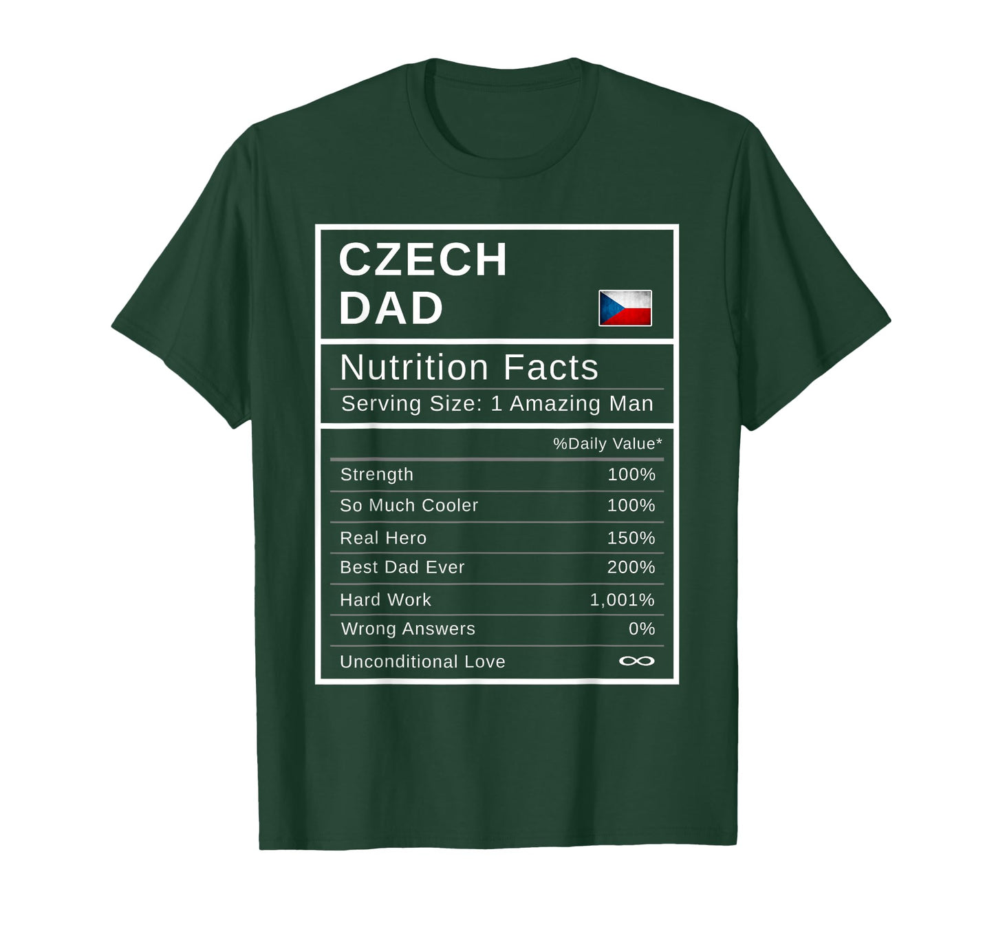 Czech Dad, Nutrition Facts Shirt Fathers Day Hero Gift T-Shirt