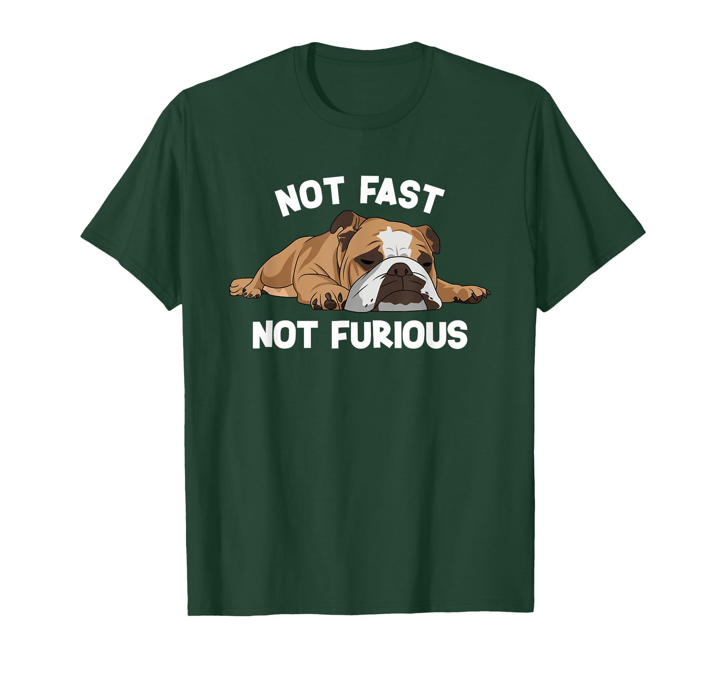 English Bulldog Sleeping Not Fast Not Furious Funny Slogan T-Shirt for Men Women Girls Kids