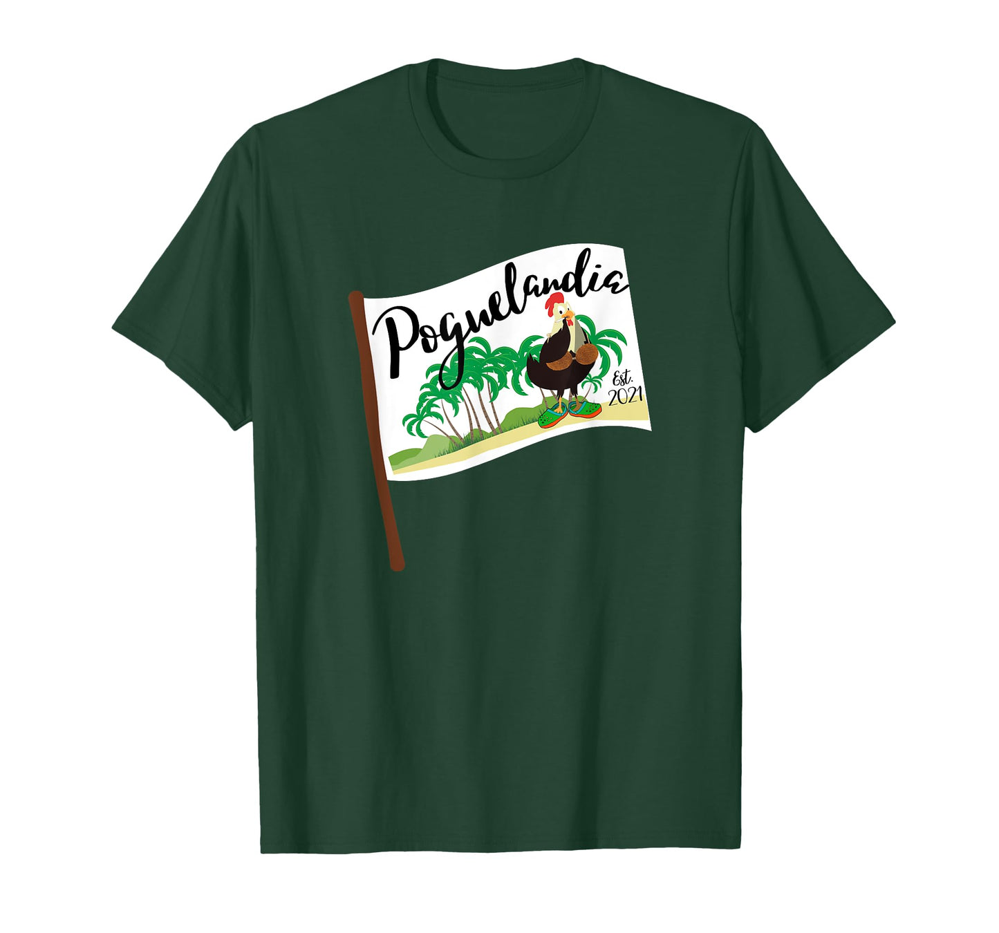 Bliss and Co. Tees Poguelandia Flag with Chicken in Coconut Bra Grey Women's T-Shirt Small