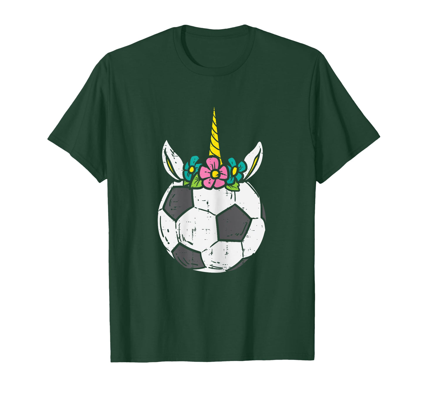 Unicorn Head Soccer Ball Cute Football Player Girls Women T-Shirt