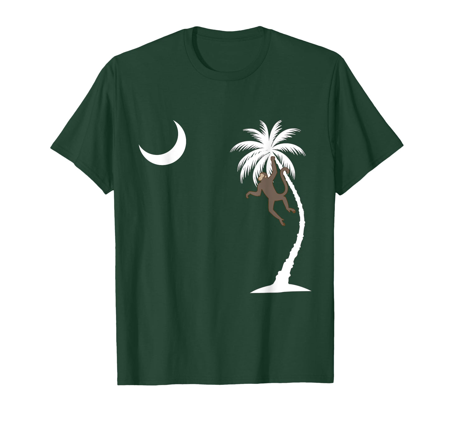 Monkey in a Palm Tree looking at a crescent moon SC Flag T-Shirt