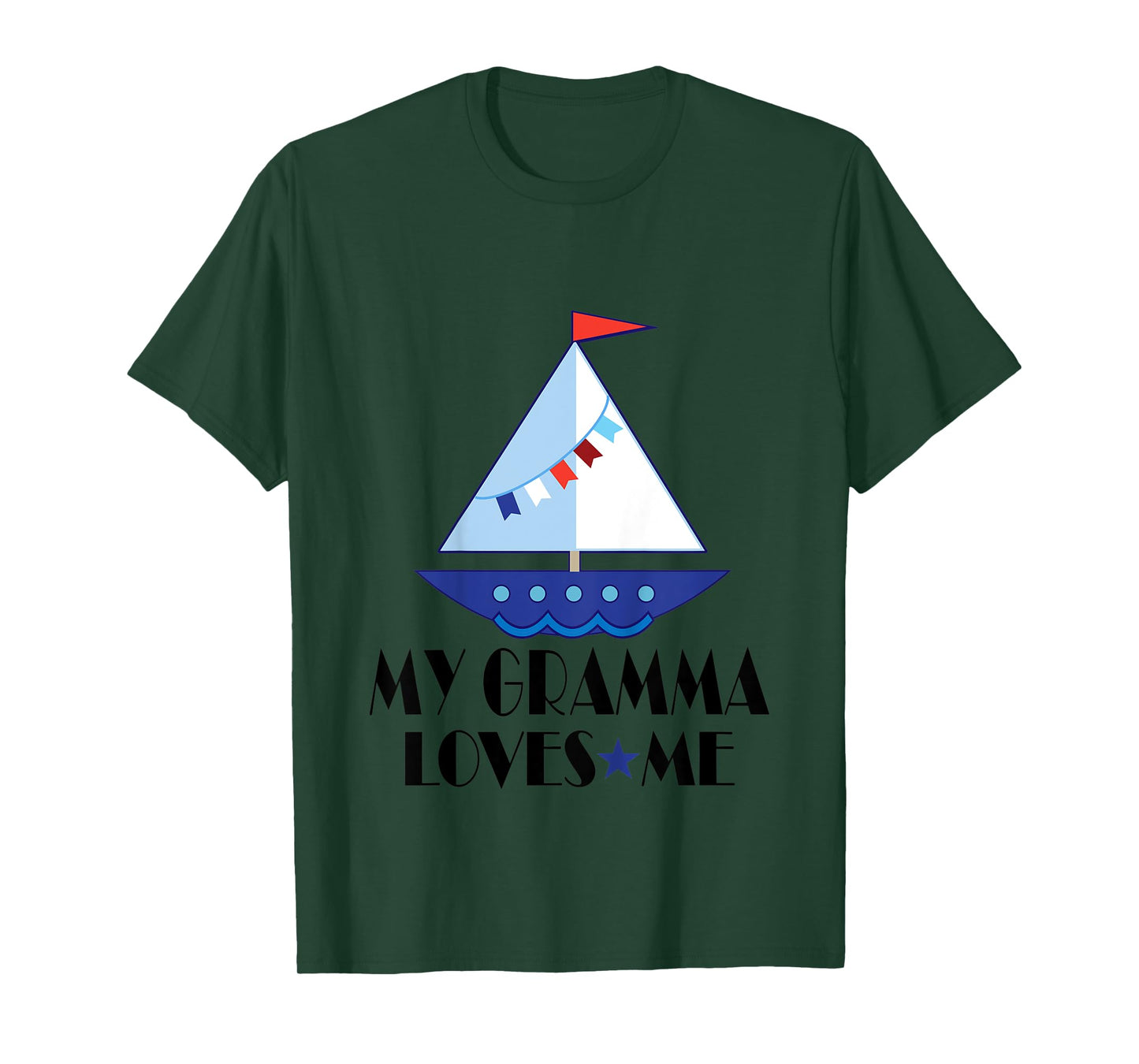 Kids My Gramma Loves Me Grandson Sailboat T-Shirt