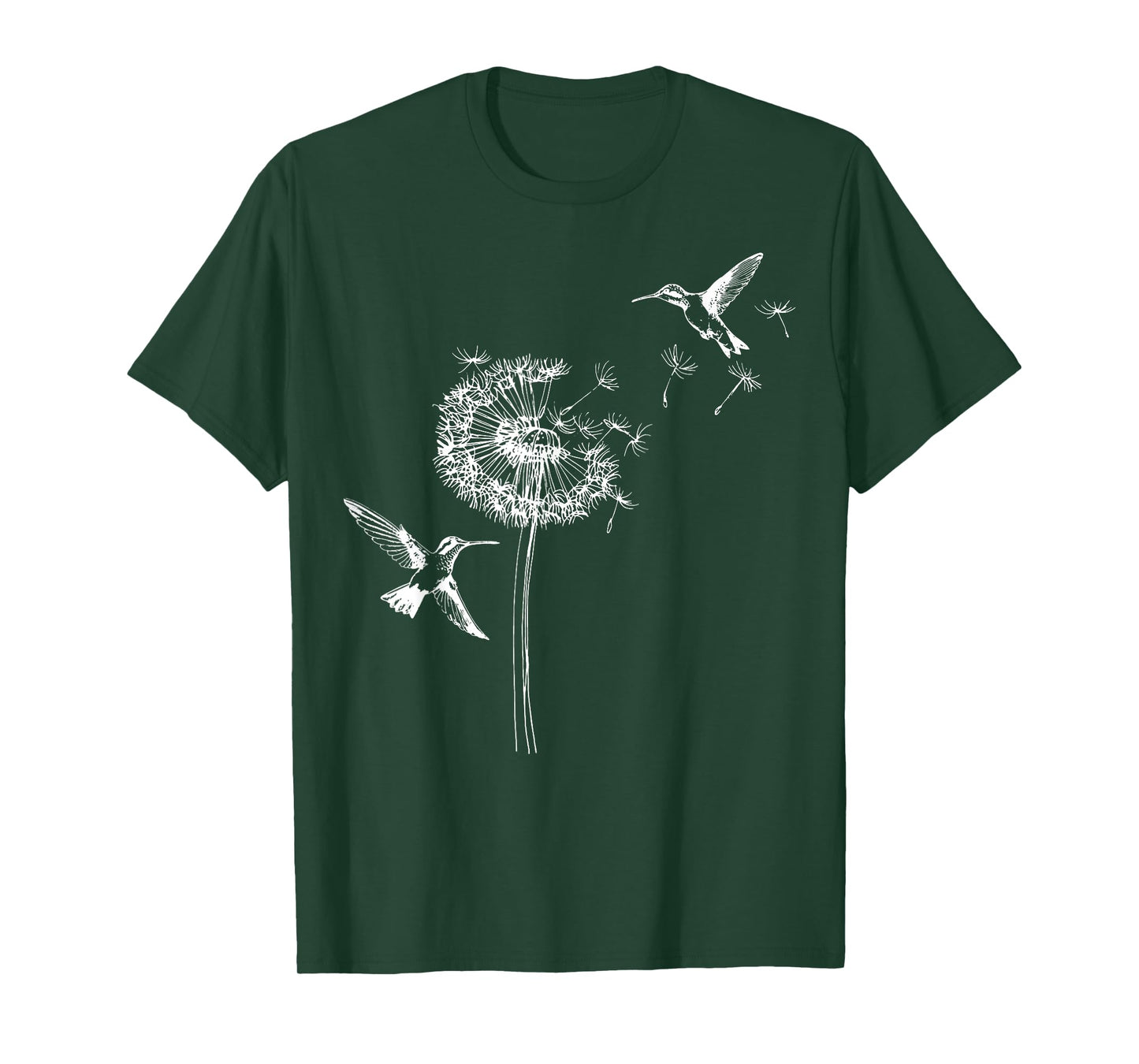 Hummingbird Bird Floral Dandelion Spring Birds Flower T-Shirt