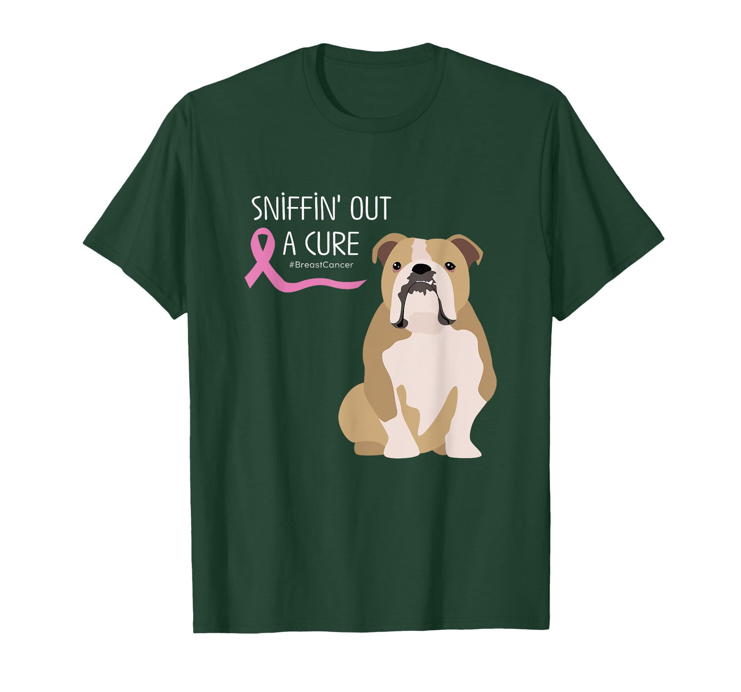 English Bulldog Dog Lover Breast Cancer Awareness T-Shirt