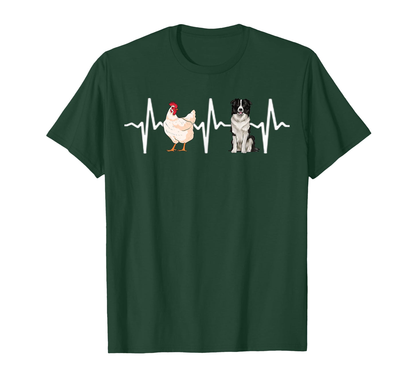 Hen Chicken Border Collie Heartbeat Dog Lover T-Shirt