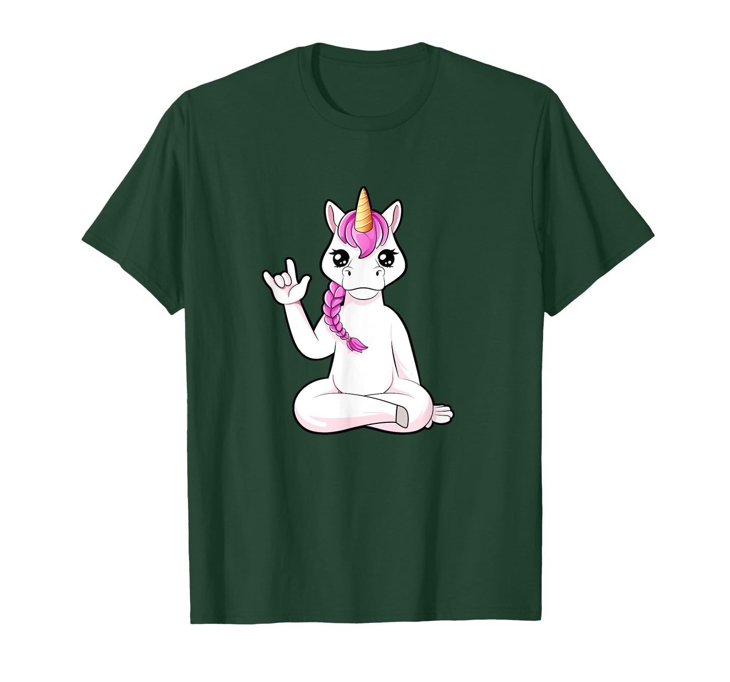 Cartoon unicorn shows I love you - ASL hand gesture T-Shirt