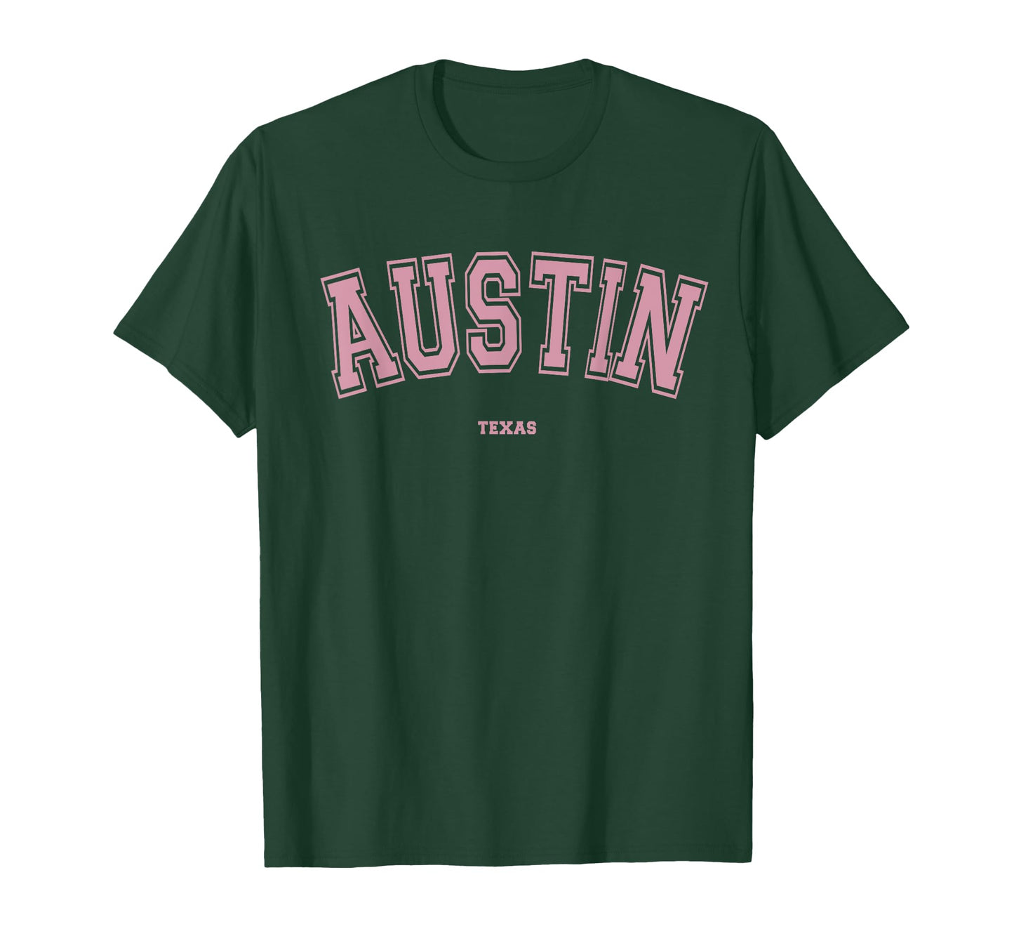 Pink Austin Texas TX Varsity Style on Austin T-Shirt