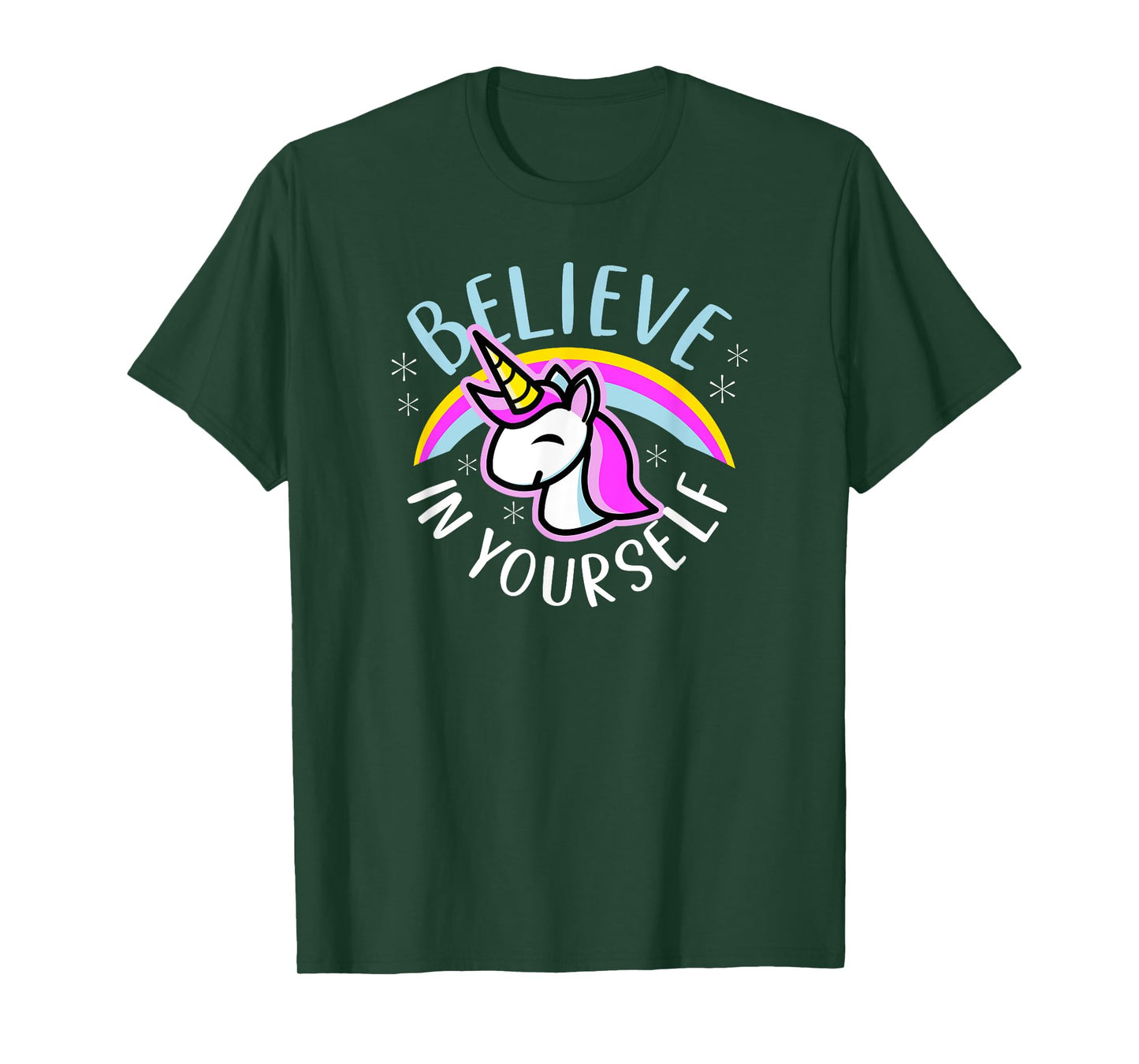 Believe In Yourself - Cute Kawaii Unicorn Rainbow T-Shirt