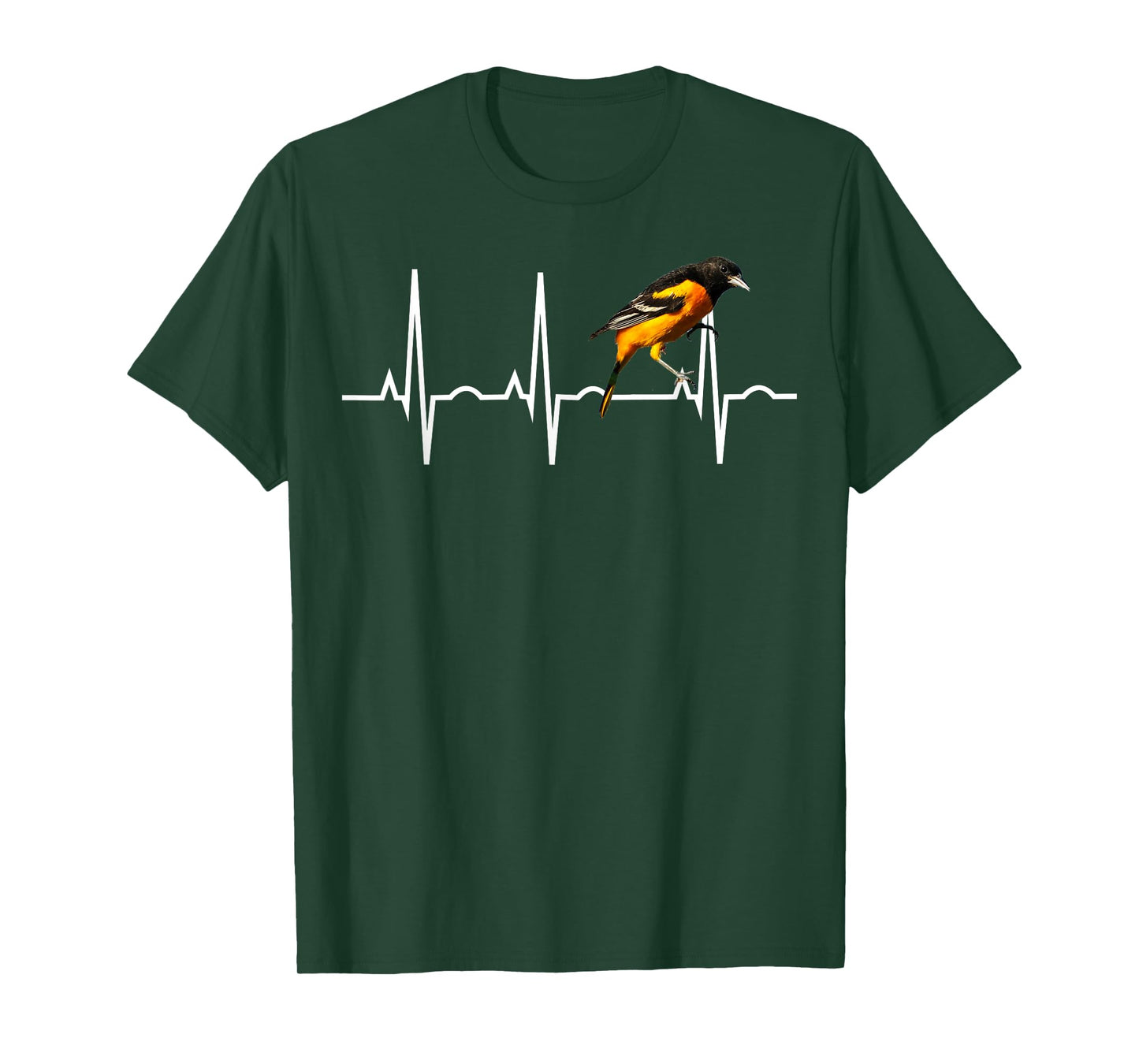 Oriole Shirt for Birders - Baltimore Oriole Heartbeat Tee T-Shirt