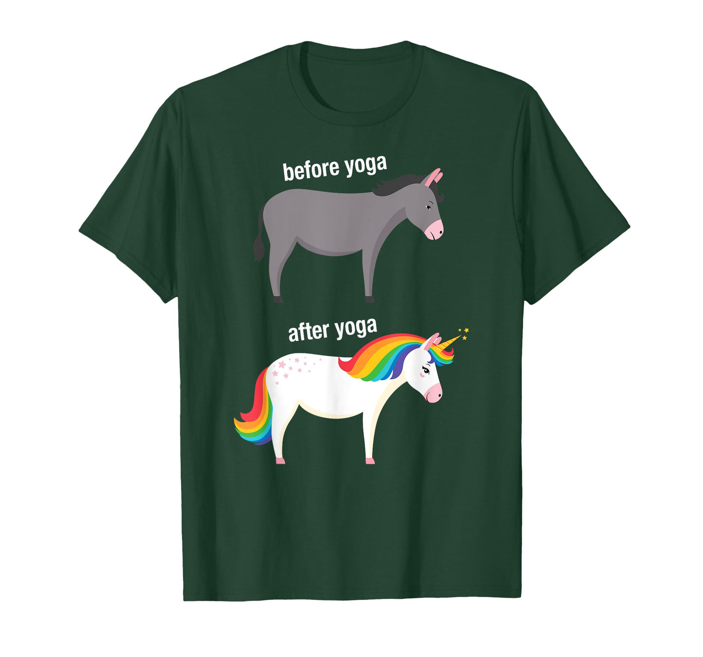 Before and After Yoga Funny Unicorn illustration Design T-Shirt