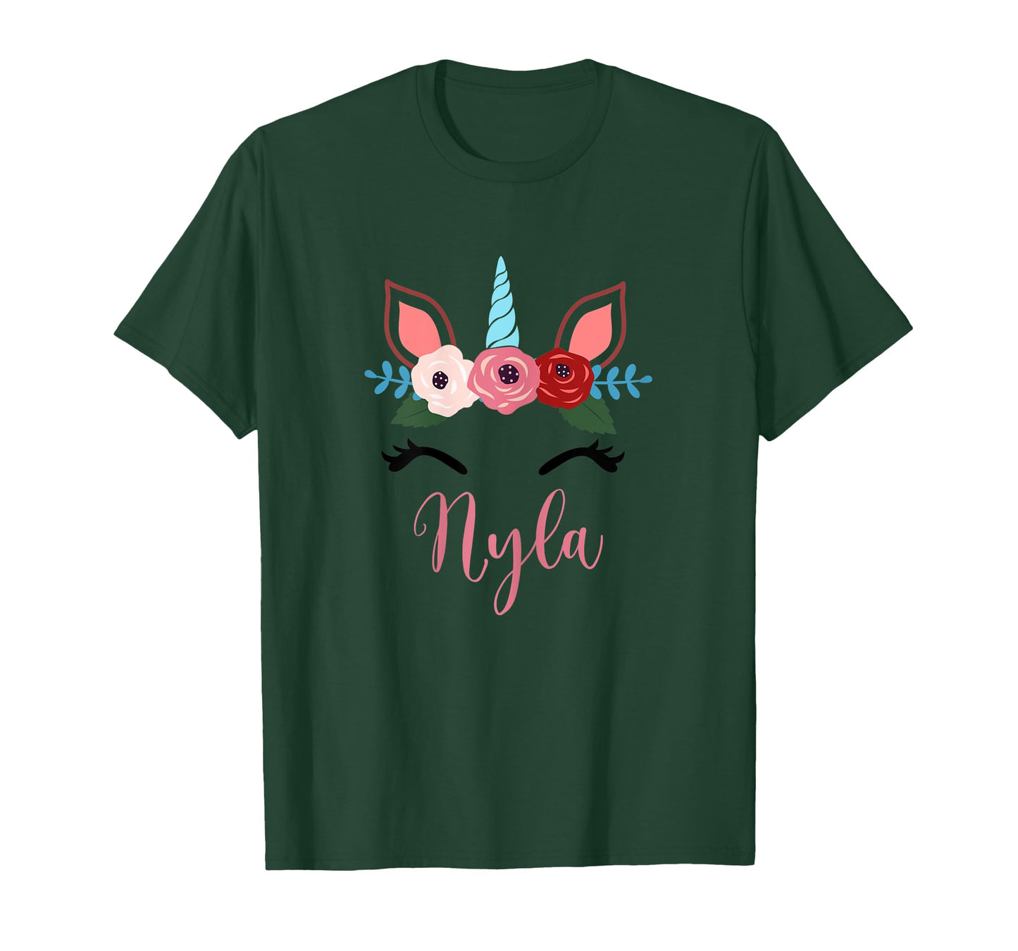 Cute Nyla Magical Floral Unicorn For Girls T-Shirt