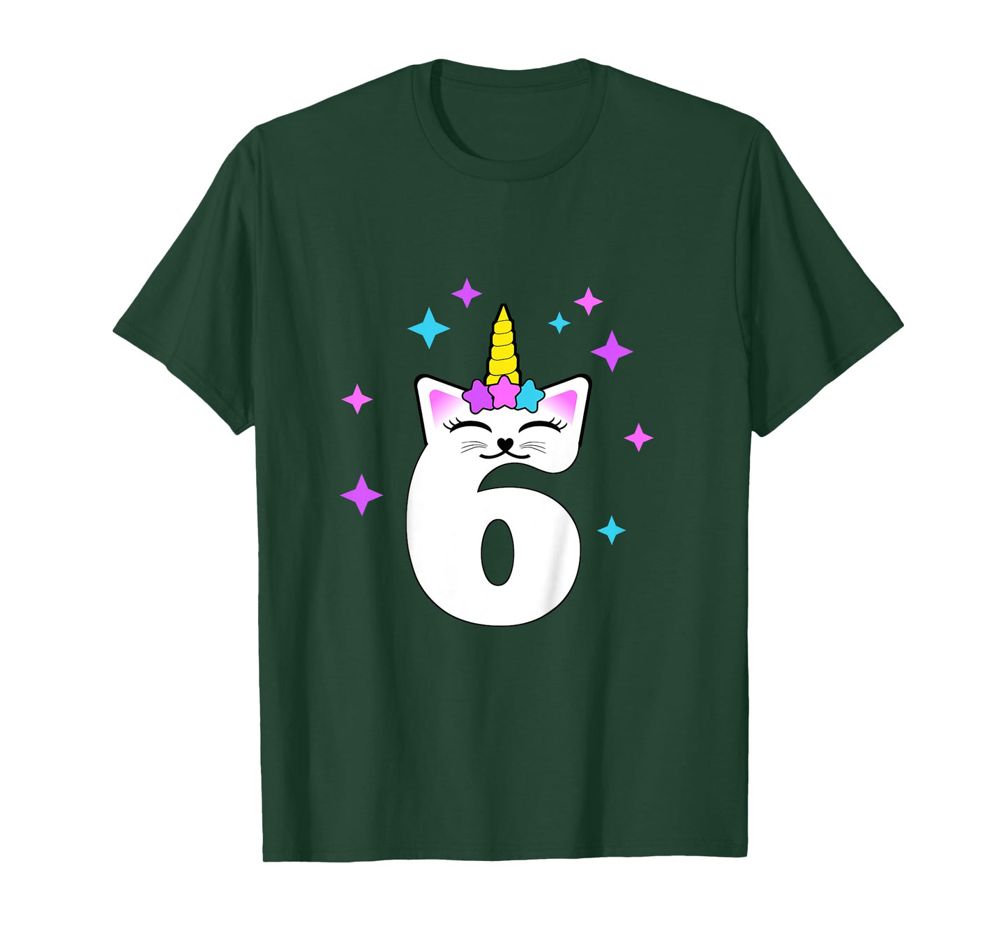 6 Year Old Cat Unicorn Caticorn 6th Birthday Party Girls T-Shirt