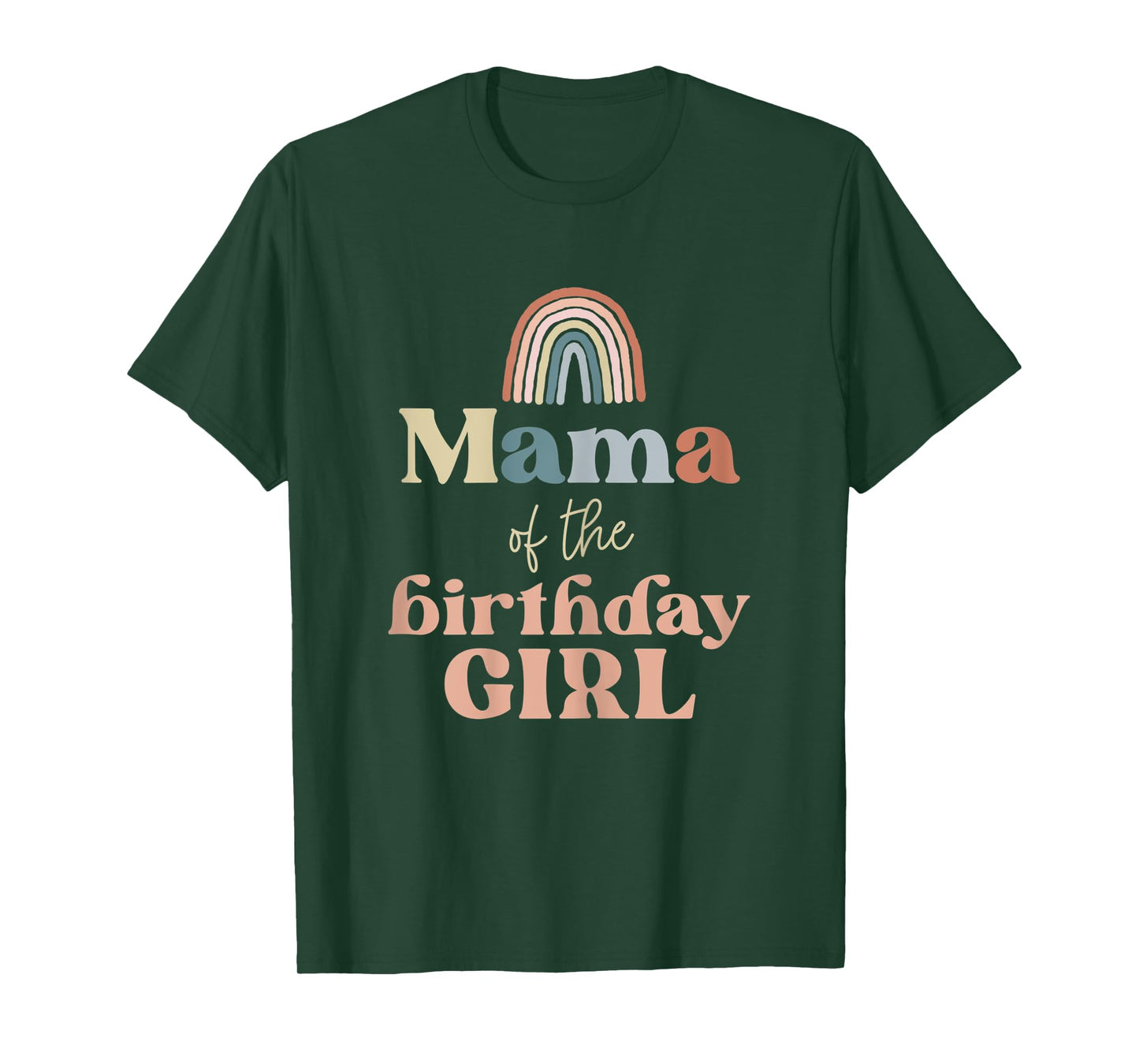 Womens Mama of the Birthday Girl Boho Rainbow Party Retro Supplies T-Shirt