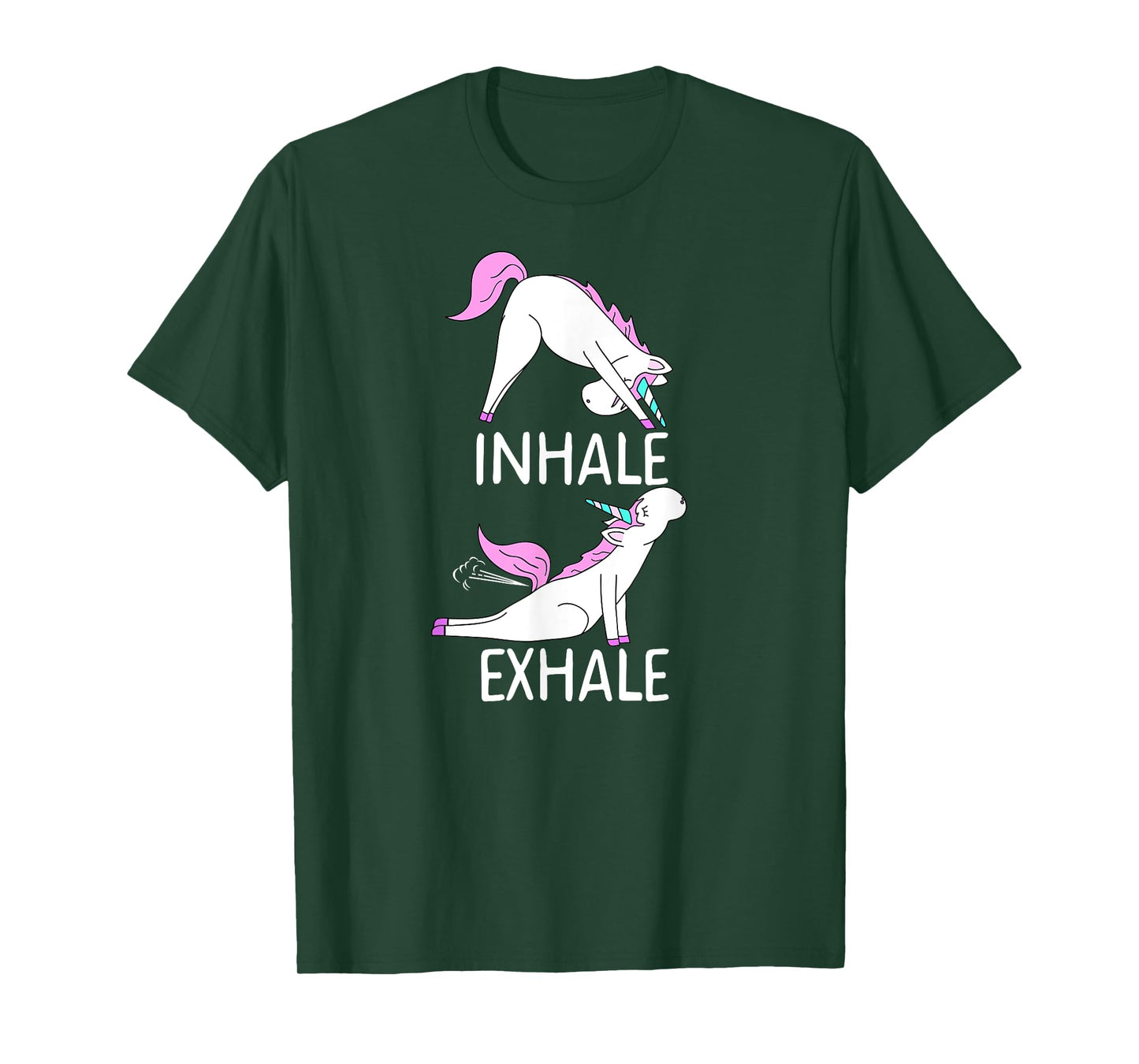 INHALE EXHALE Funny Farting Unicorn Yoga Meme T-Shirt