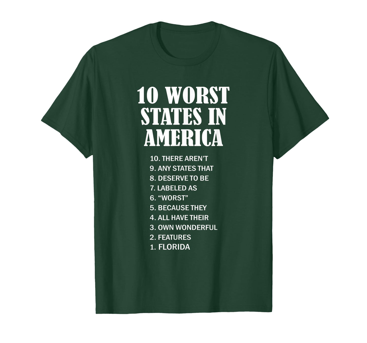 Florida - Ten Worst States in the US | FL Sucks - Funny - T-Shirt